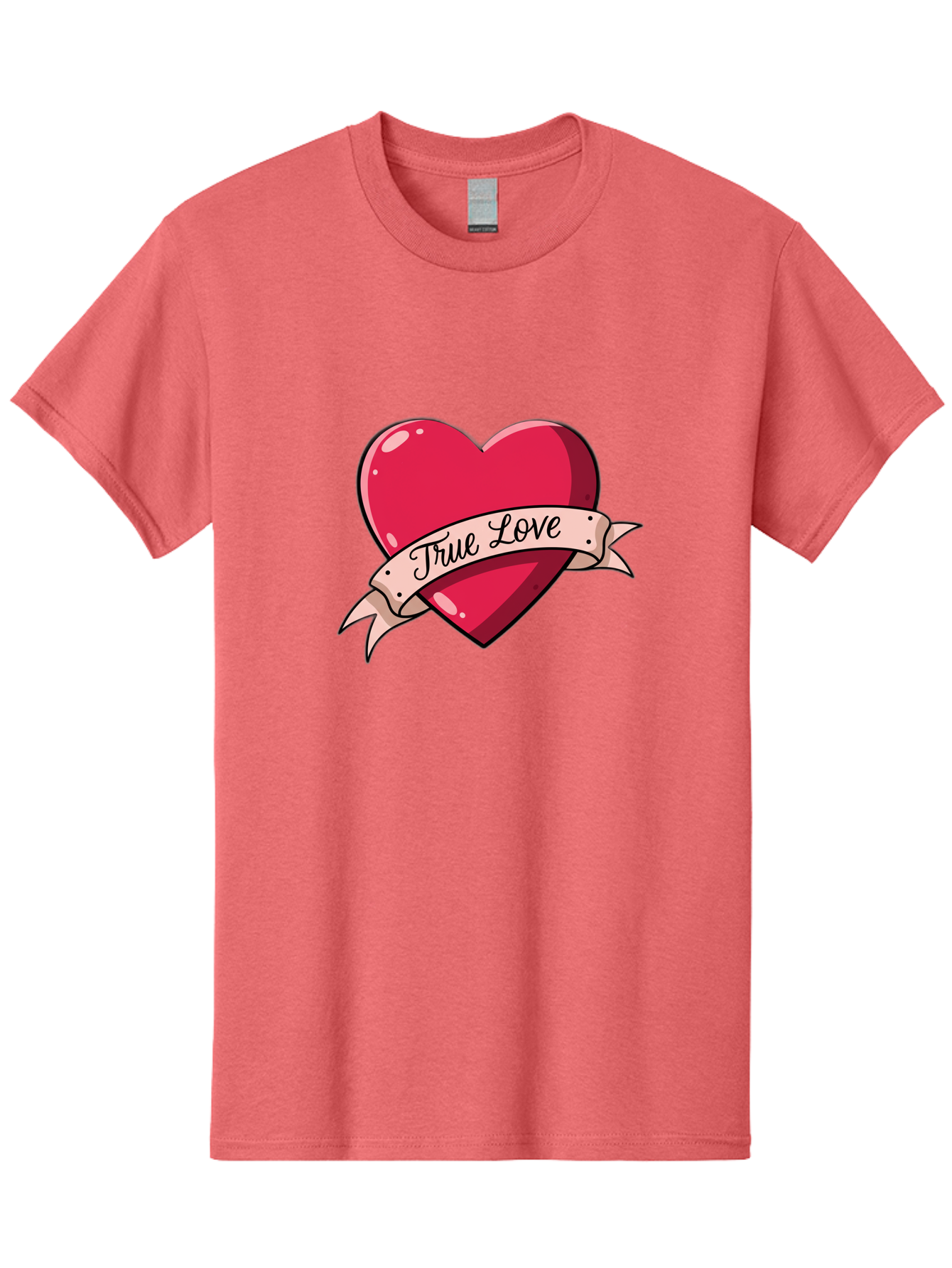 True-Love-2 Men'S Graphic Tee, 100% Cotton, Comfortable Casual Summer Wear, Machine Washable, Sweetheart Tattoo Design, Heart With Ribbon, True Love Phrase, Tattoo Art, Valentine Symbol, Love Heart Bae311 11