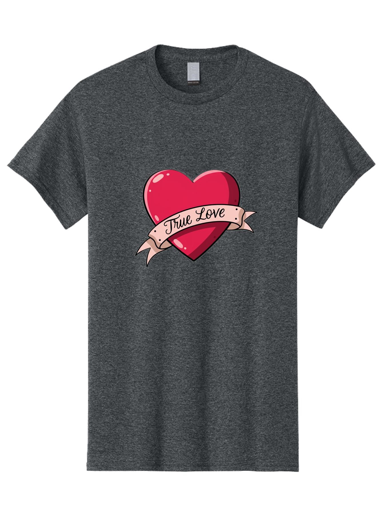True-Love-2 Men'S Graphic Tee, 100% Cotton, Comfortable Casual Summer Wear, Machine Washable, Sweetheart Tattoo Design, Heart With Ribbon, True Love Phrase, Tattoo Art, Valentine Symbol, Love Heart Bae311 10