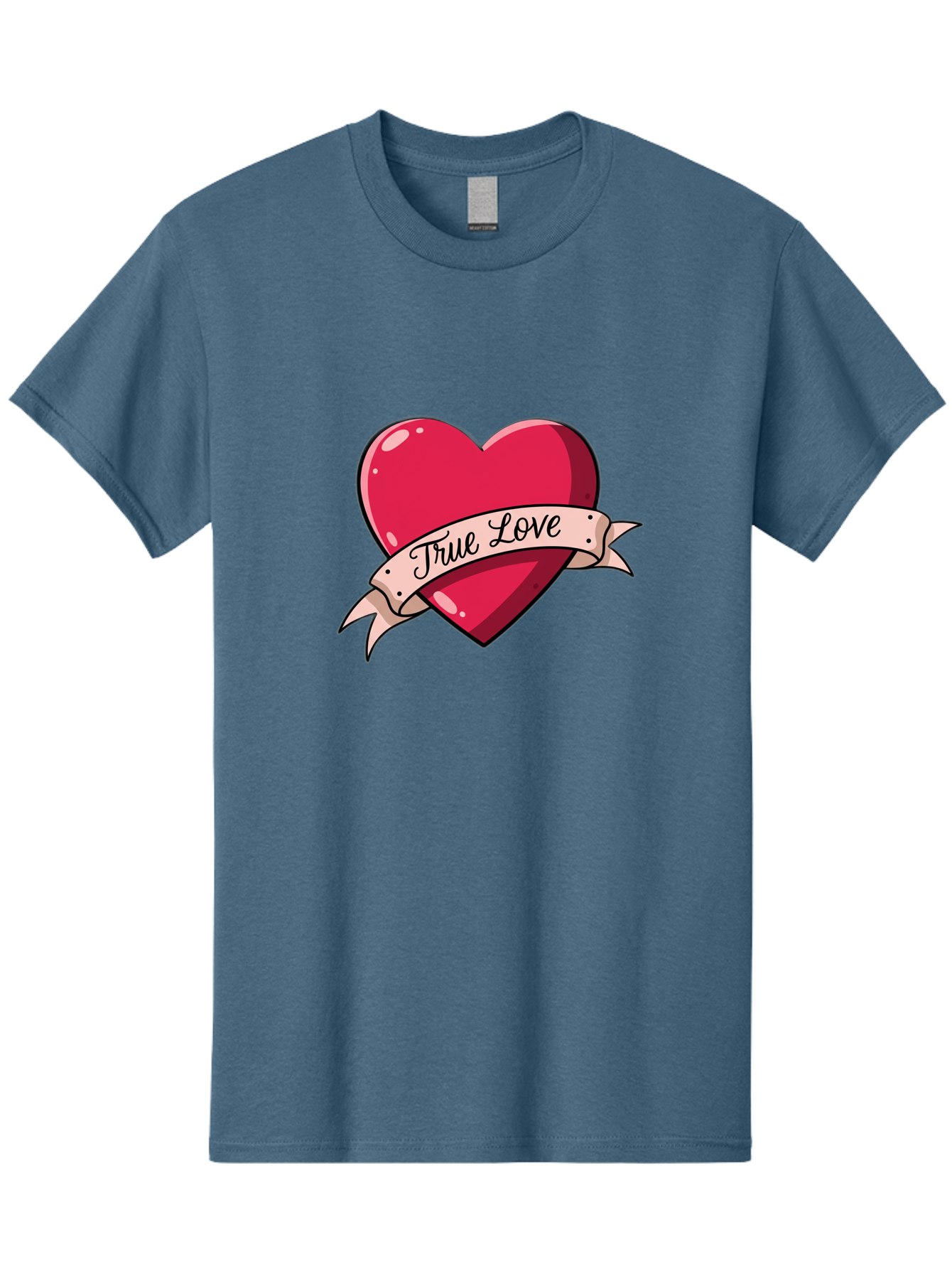 True-Love-2 Men'S Graphic Tee, 100% Cotton, Comfortable Casual Summer Wear, Machine Washable, Sweetheart Tattoo Design, Heart With Ribbon, True Love Phrase, Tattoo Art, Valentine Symbol, Love Heart Bae311 12