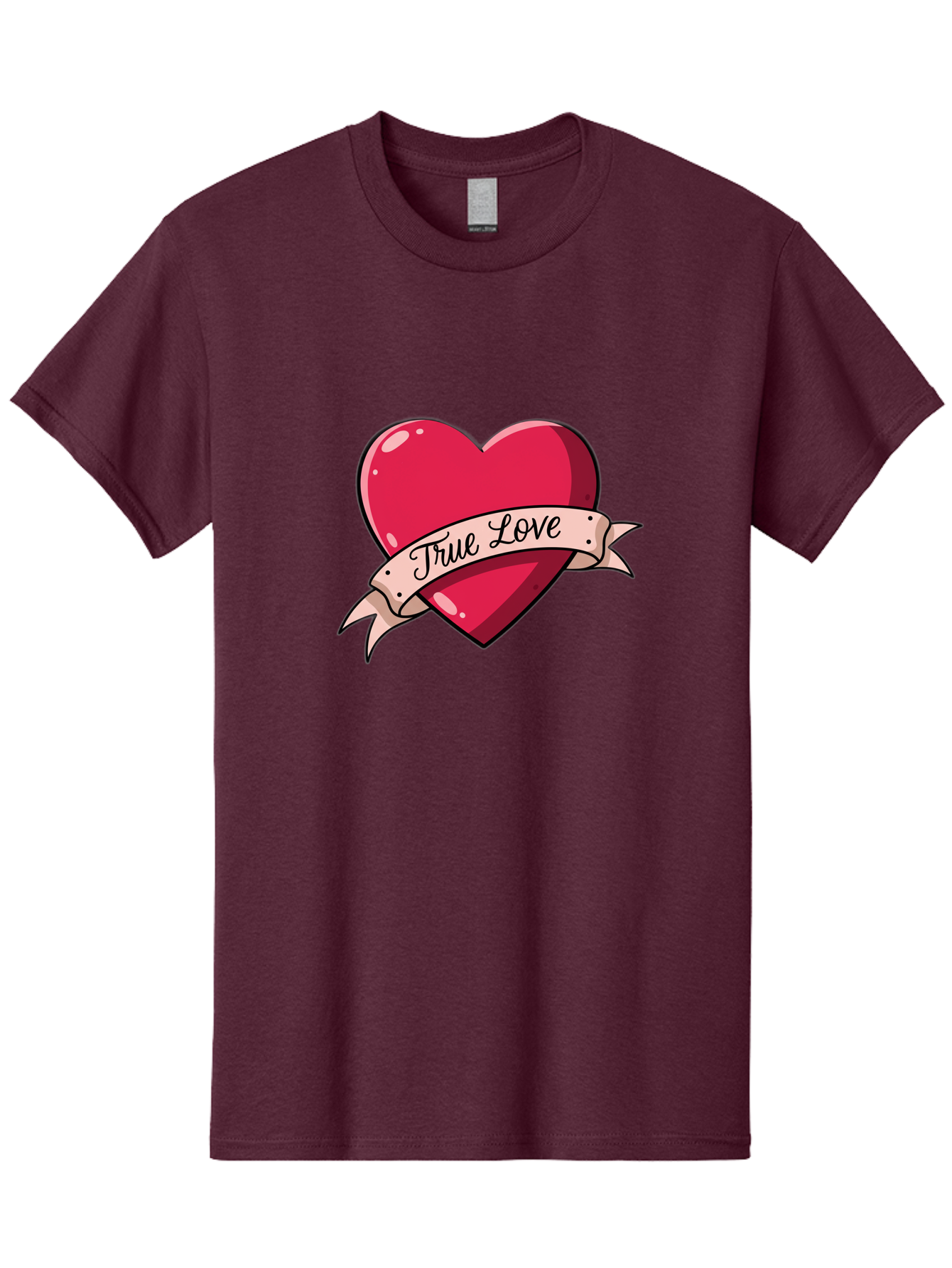 True-Love-2 Men'S Graphic Tee, 100% Cotton, Comfortable Casual Summer Wear, Machine Washable, Sweetheart Tattoo Design, Heart With Ribbon, True Love Phrase, Tattoo Art, Valentine Symbol, Love Heart Bae311 15