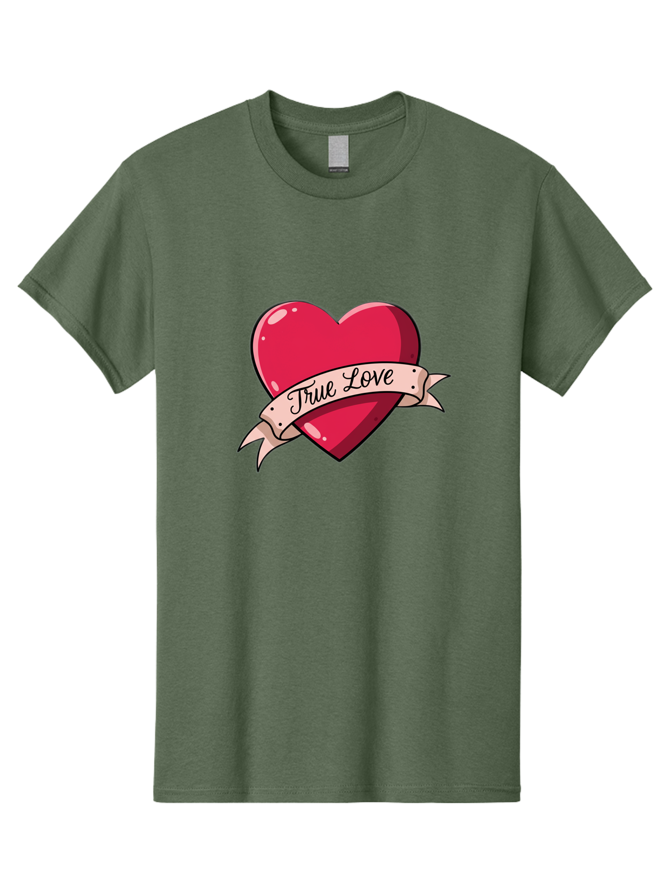 True-Love-2 Men'S Graphic Tee, 100% Cotton, Comfortable Casual Summer Wear, Machine Washable, Sweetheart Tattoo Design, Heart With Ribbon, True Love Phrase, Tattoo Art, Valentine Symbol, Love Heart Bae311 5