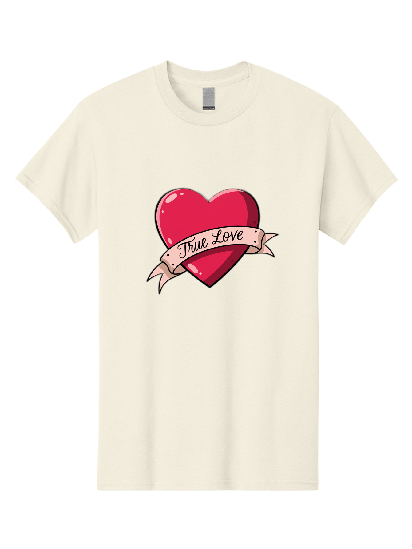 True-Love-2 Men'S Graphic Tee, 100% Cotton, Comfortable Casual Summer Wear, Machine Washable, Sweetheart Tattoo Design, Heart With Ribbon, True Love Phrase, Tattoo Art, Valentine Symbol, Love Heart Bae311 3