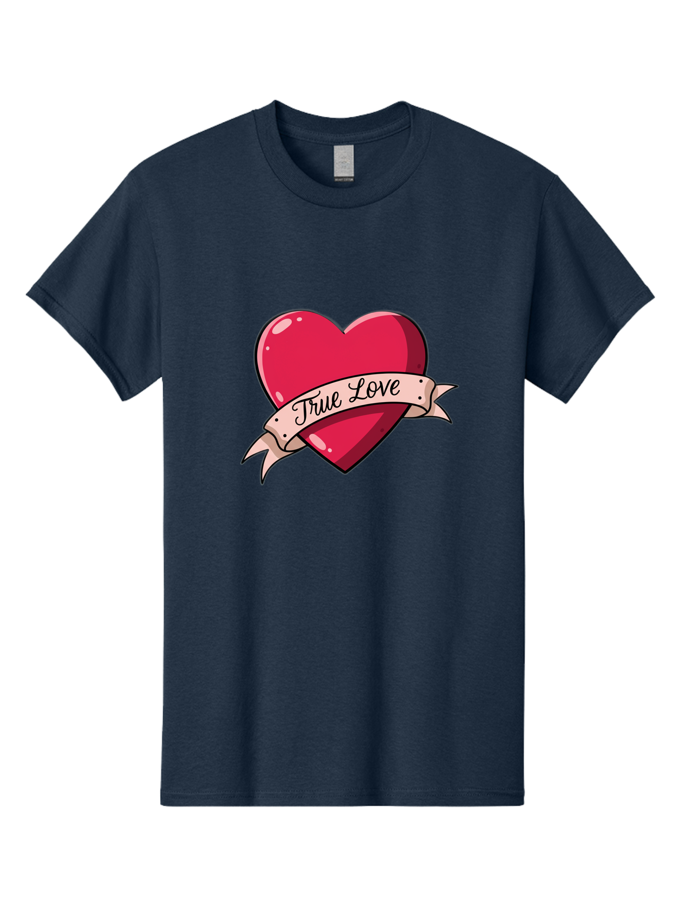 True-Love-2 Men'S Graphic Tee, 100% Cotton, Comfortable Casual Summer Wear, Machine Washable, Sweetheart Tattoo Design, Heart With Ribbon, True Love Phrase, Tattoo Art, Valentine Symbol, Love Heart Bae311 14