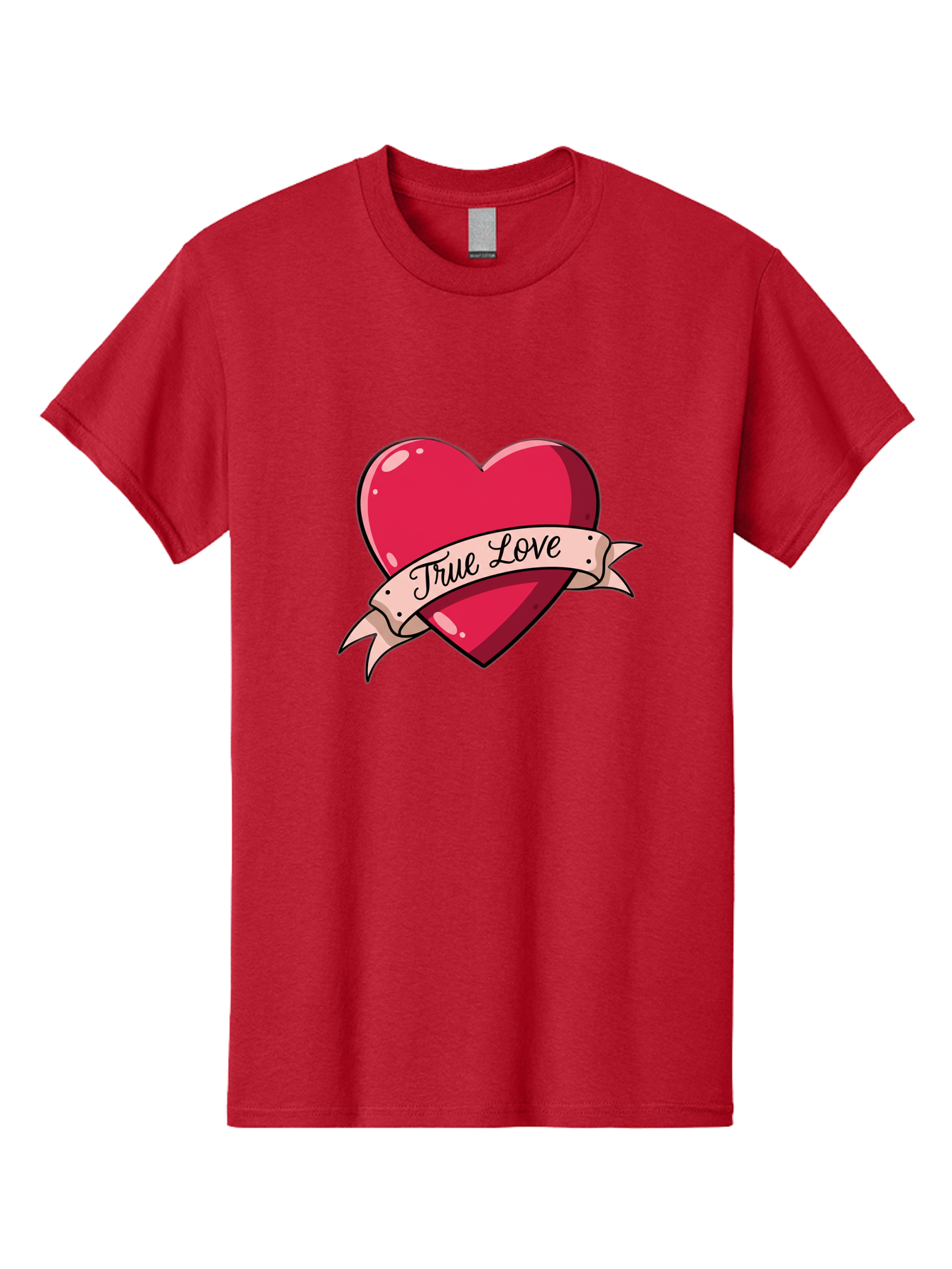 True-Love-2 Men'S Graphic Tee, 100% Cotton, Comfortable Casual Summer Wear, Machine Washable, Sweetheart Tattoo Design, Heart With Ribbon, True Love Phrase, Tattoo Art, Valentine Symbol, Love Heart Bae311 7