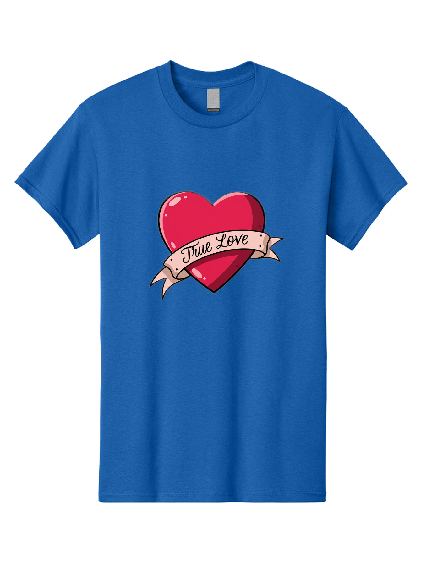 True-Love-2 Men'S Graphic Tee, 100% Cotton, Comfortable Casual Summer Wear, Machine Washable, Sweetheart Tattoo Design, Heart With Ribbon, True Love Phrase, Tattoo Art, Valentine Symbol, Love Heart Bae311 8