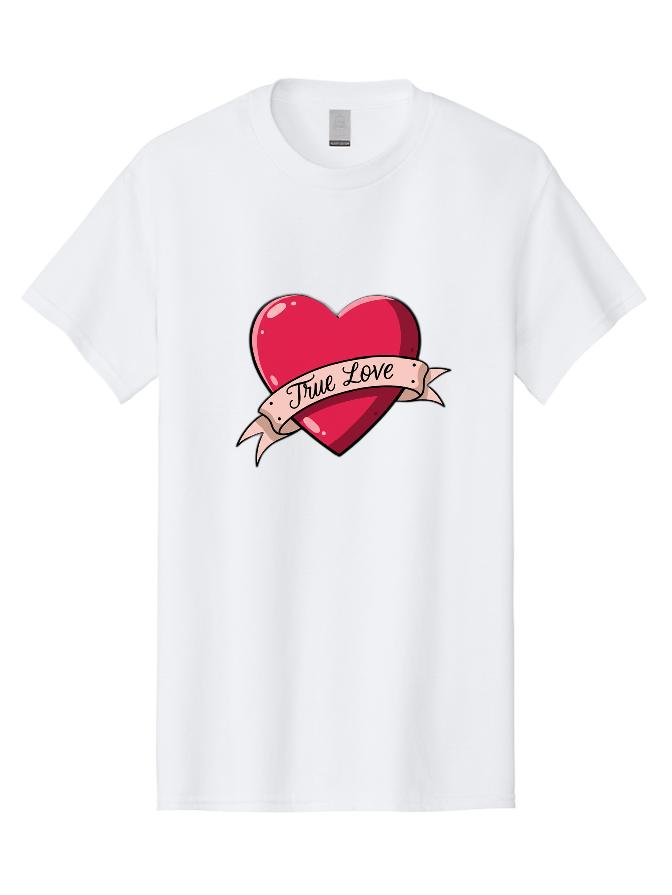 True-Love-2 Men'S Graphic Tee, 100% Cotton, Comfortable Casual Summer Wear, Machine Washable, Sweetheart Tattoo Design, Heart With Ribbon, True Love Phrase, Tattoo Art, Valentine Symbol, Love Heart Bae311 13