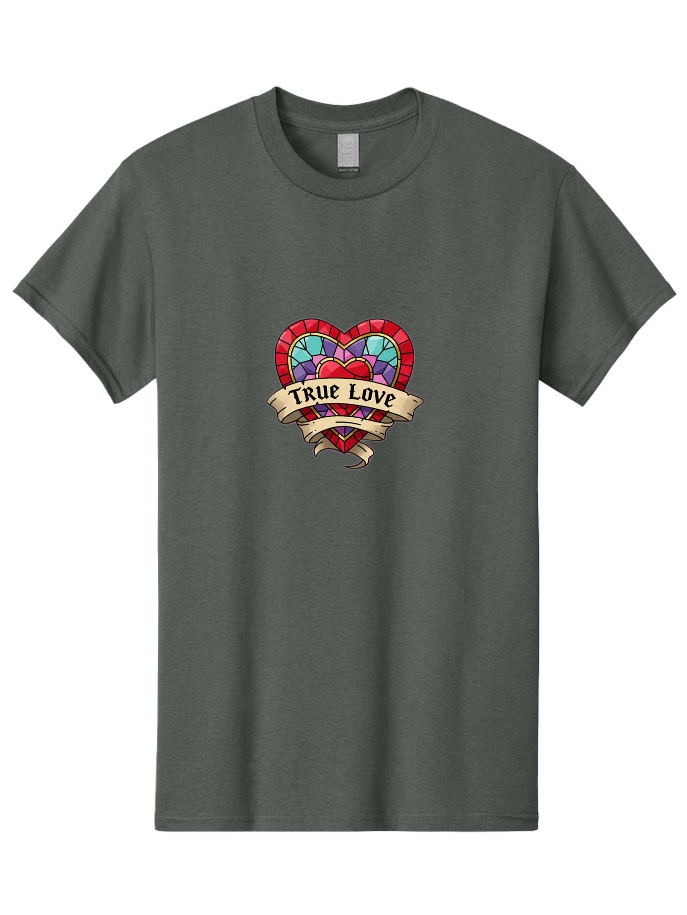 True-Love-5 Men'S Graphic Tee, 100% Cotton, Comfortable Casual Summer Wear, Machine Washable, Tattoo Style Heart, Stained Glass Heart, True Love, Valentine'S Day, Love Symbol, Heart Shaped, Romantic Gesture, Colorful Heart, Vintage Love Bae314 15