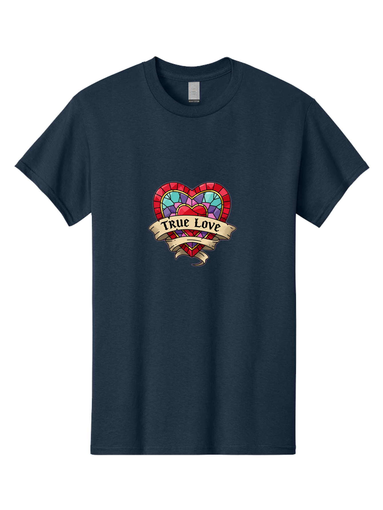 True-Love-5 Men'S Graphic Tee, 100% Cotton, Comfortable Casual Summer Wear, Machine Washable, Tattoo Style Heart, Stained Glass Heart, True Love, Valentine'S Day, Love Symbol, Heart Shaped, Romantic Gesture, Colorful Heart, Vintage Love Bae314 8