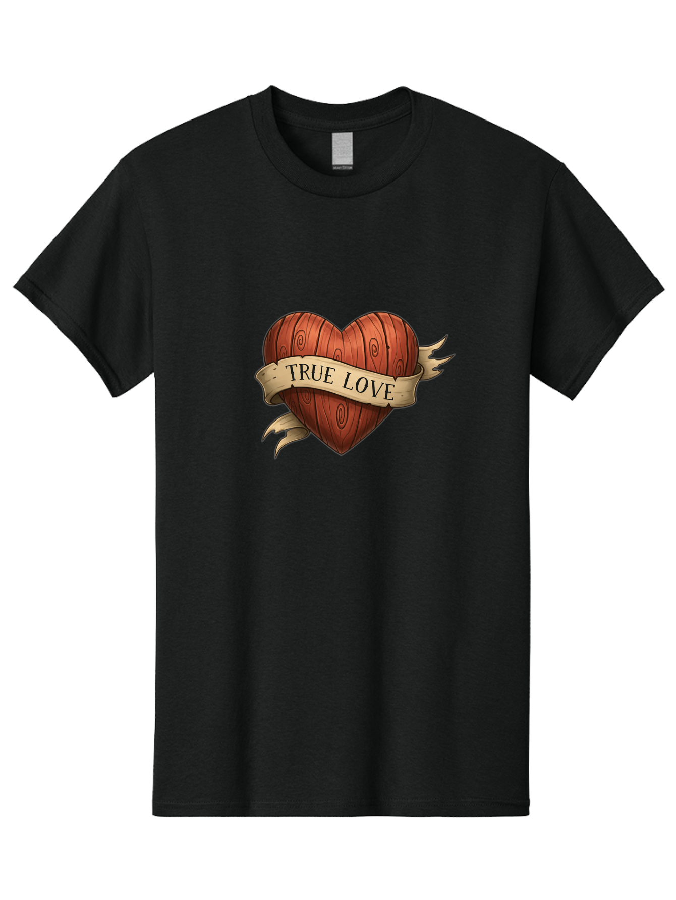 True-Love-6 Men'S Graphic Tee, 100% Cotton, Comfortable Casual Summer Wear, Machine Washable, Wooden Heart, Vintage Love, True Love, Tattoo Art, Classic Symbol, Traditional Design, Romantic Gesture, Wooden Texture, Heart Shape, Nostalgic Feel, Bae315 2