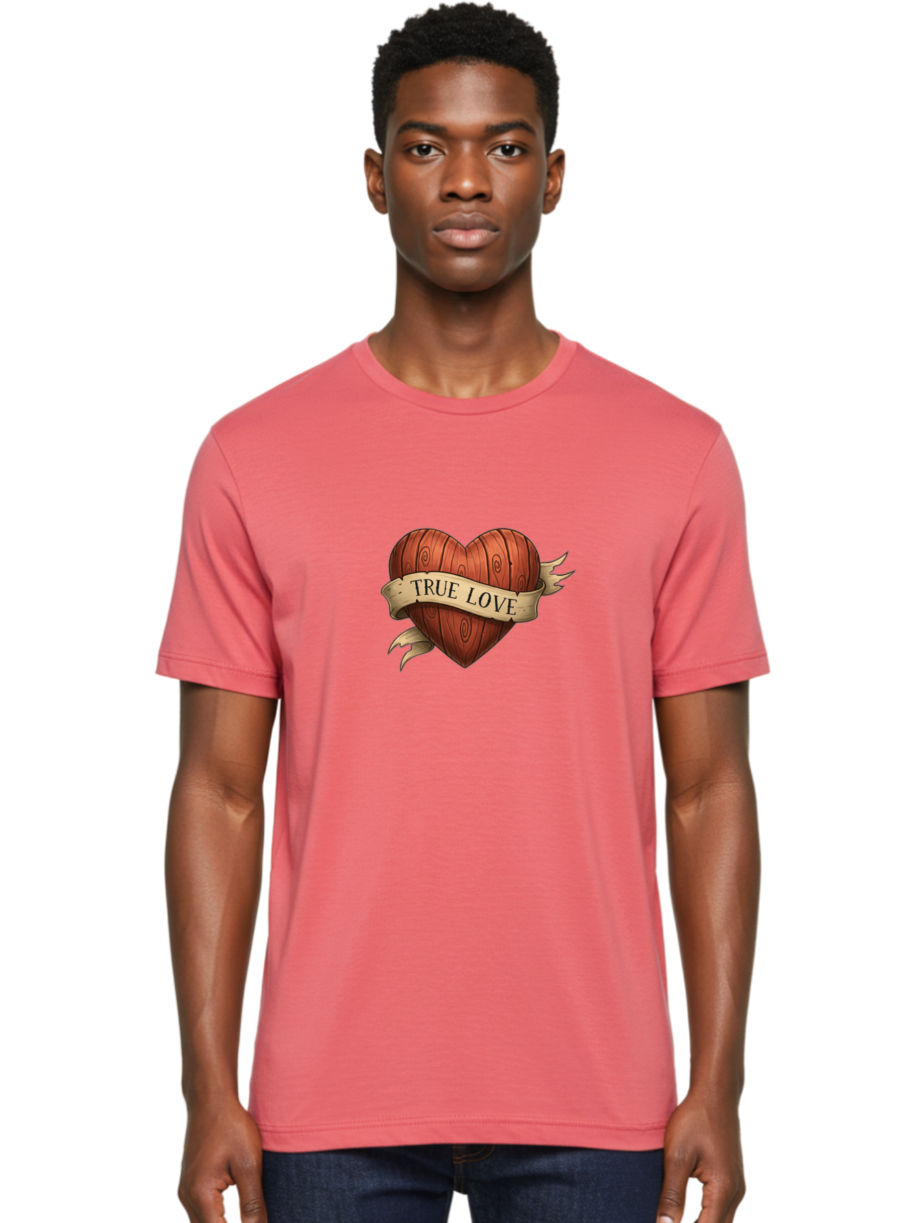 True-Love-6 Men'S Graphic Tee, 100% Cotton, Comfortable Casual Summer Wear, Machine Washable, Wooden Heart, Vintage Love, True Love, Tattoo Art, Classic Symbol, Traditional Design, Romantic Gesture, Wooden Texture, Heart Shape, Nostalgic Feel, Bae315 30