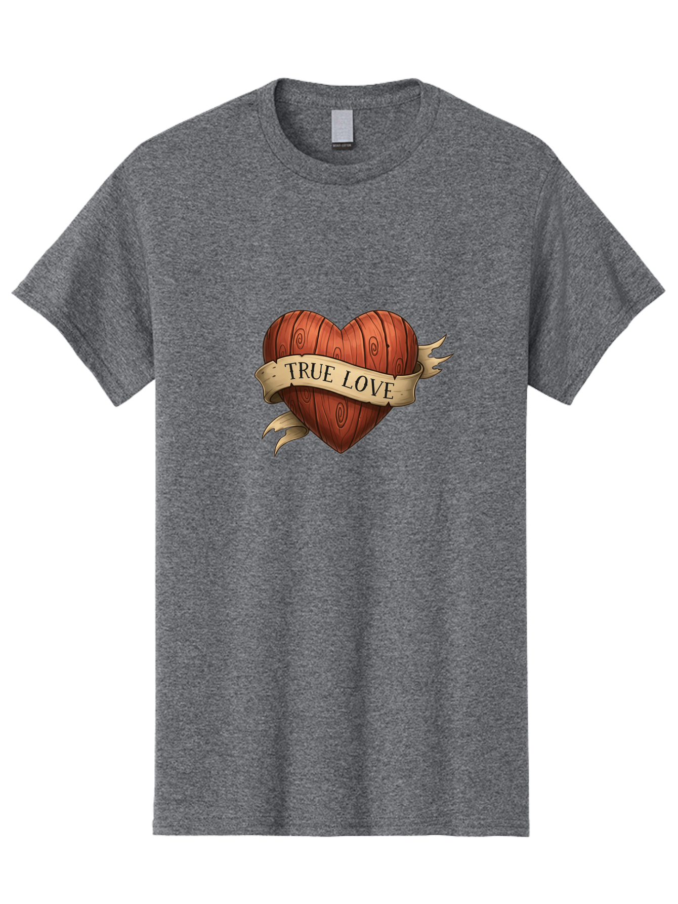 True-Love-6 Men'S Graphic Tee, 100% Cotton, Comfortable Casual Summer Wear, Machine Washable, Wooden Heart, Vintage Love, True Love, Tattoo Art, Classic Symbol, Traditional Design, Romantic Gesture, Wooden Texture, Heart Shape, Nostalgic Feel, Bae315 7