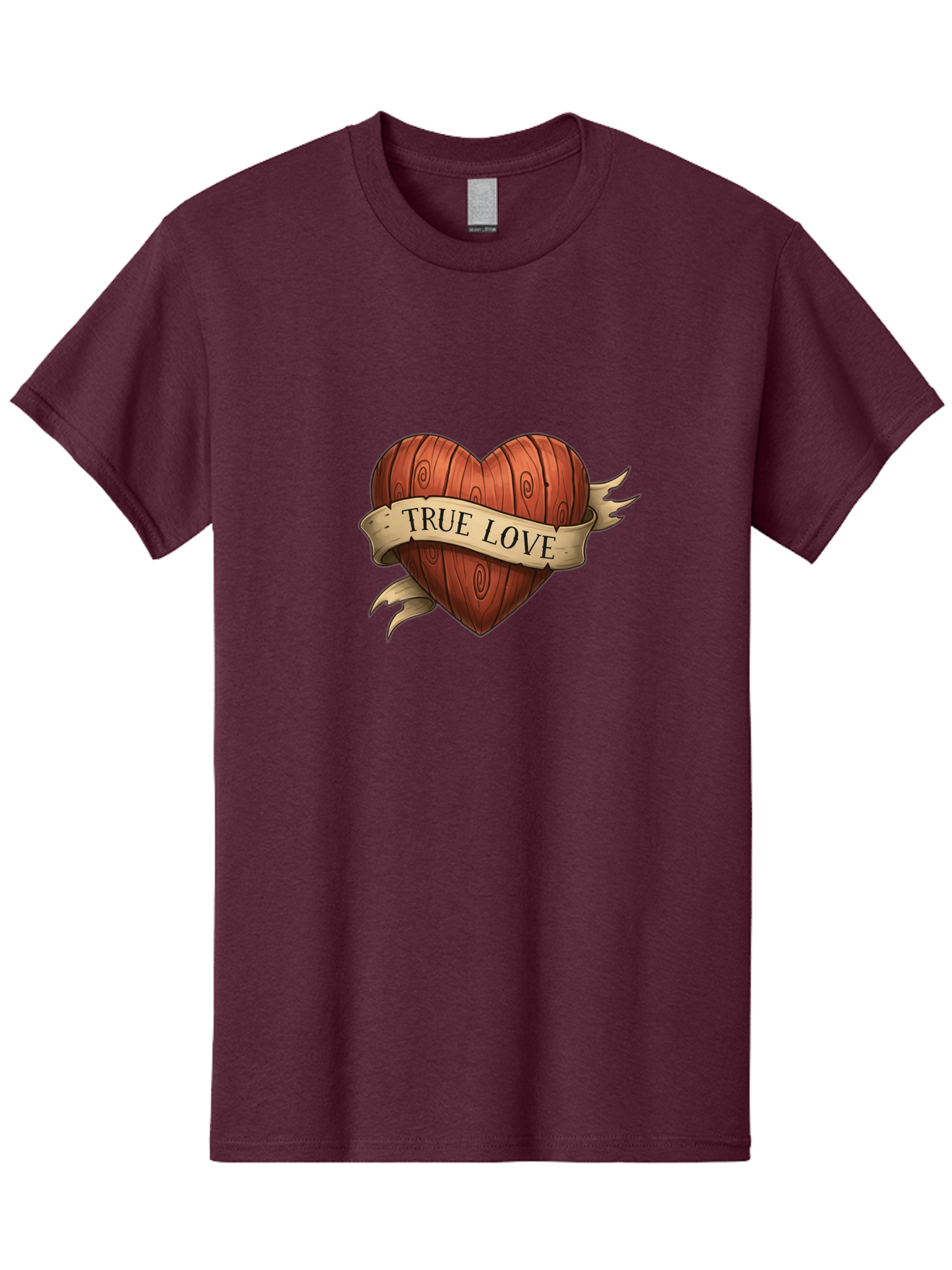 True-Love-6 Men'S Graphic Tee, 100% Cotton, Comfortable Casual Summer Wear, Machine Washable, Wooden Heart, Vintage Love, True Love, Tattoo Art, Classic Symbol, Traditional Design, Romantic Gesture, Wooden Texture, Heart Shape, Nostalgic Feel, Bae315 6