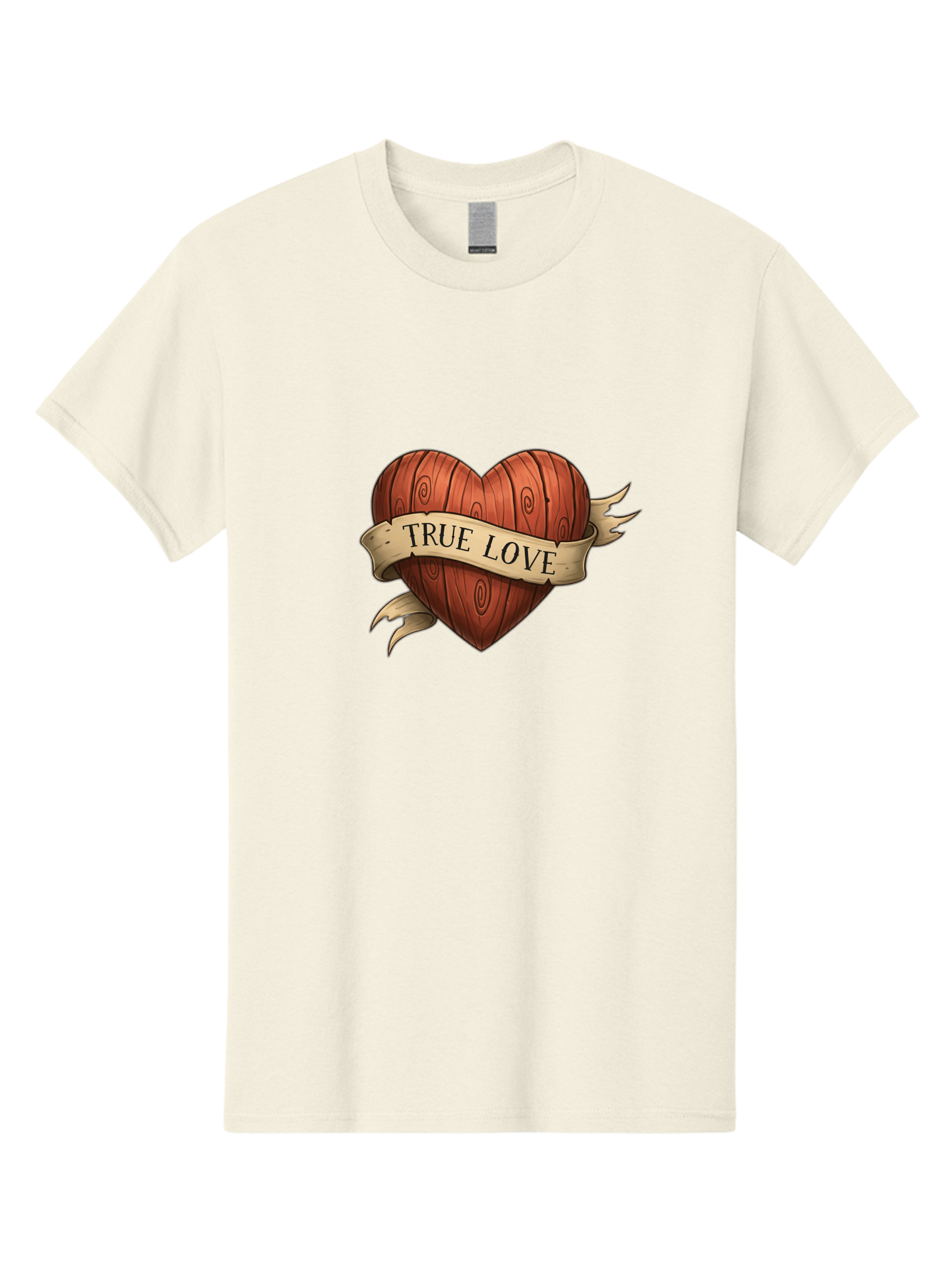 True-Love-6 Men'S Graphic Tee, 100% Cotton, Comfortable Casual Summer Wear, Machine Washable, Wooden Heart, Vintage Love, True Love, Tattoo Art, Classic Symbol, Traditional Design, Romantic Gesture, Wooden Texture, Heart Shape, Nostalgic Feel, Bae315 1