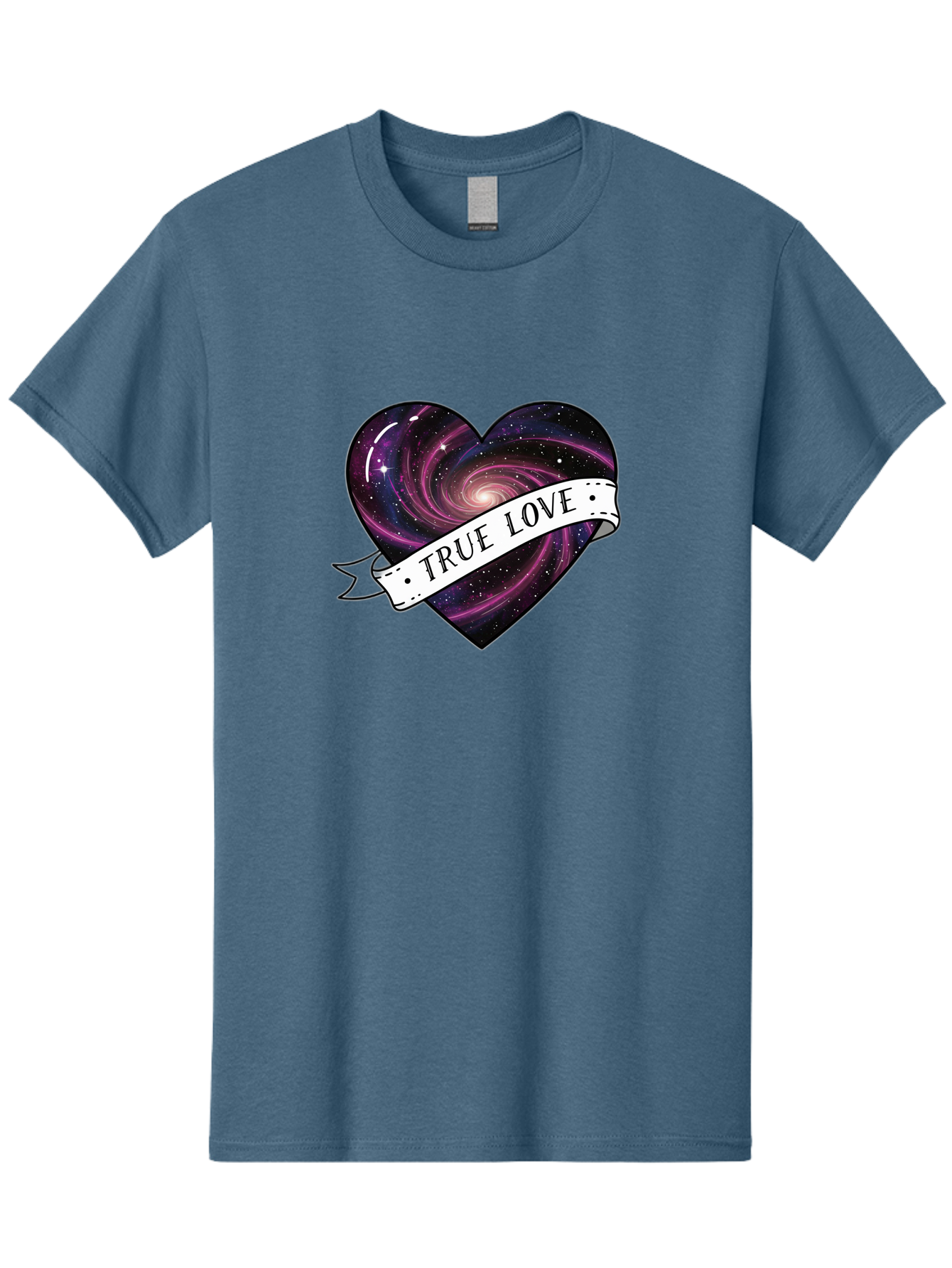 True-Love-7 Men'S Graphic Tee, 100% Cotton, Comfortable Casual Summer Wear, Machine Washable, Galaxy Heart, Cosmic Love, Purple Galaxy, Heart Shape, Stars And Planets, Romantic Symbol, True Love, Space-Inspired Art, Celestial Design, Bae316 12