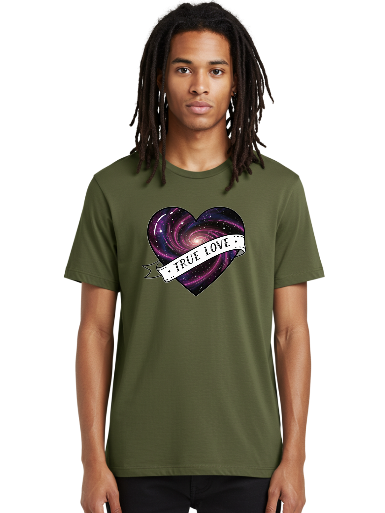 True-Love-7 Men'S Graphic Tee, 100% Cotton, Comfortable Casual Summer Wear, Machine Washable, Galaxy Heart, Cosmic Love, Purple Galaxy, Heart Shape, Stars And Planets, Romantic Symbol, True Love, Space-Inspired Art, Celestial Design, Bae316 30