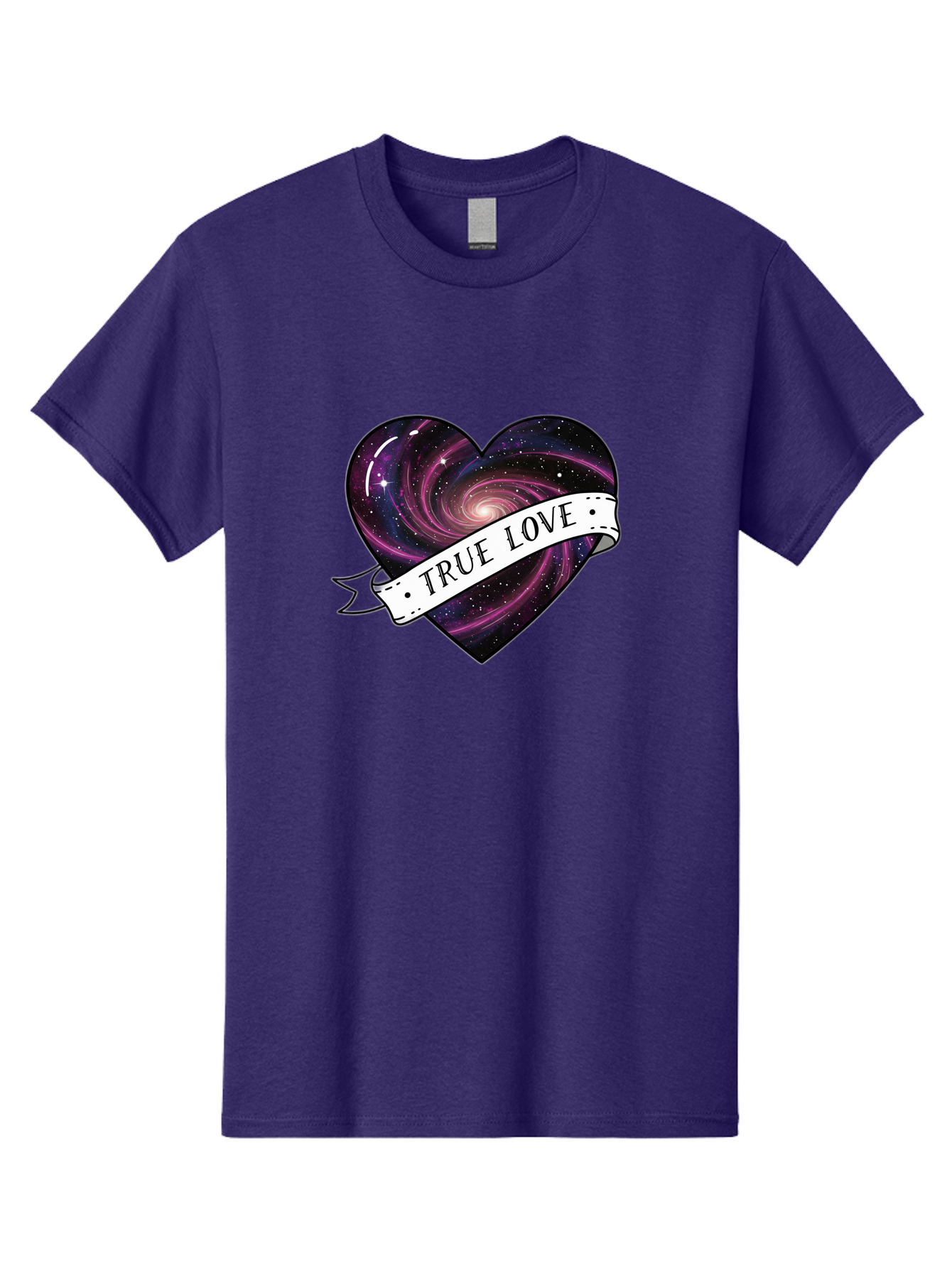 True-Love-7 Men'S Graphic Tee, 100% Cotton, Comfortable Casual Summer Wear, Machine Washable, Galaxy Heart, Cosmic Love, Purple Galaxy, Heart Shape, Stars And Planets, Romantic Symbol, True Love, Space-Inspired Art, Celestial Design, Bae316 11