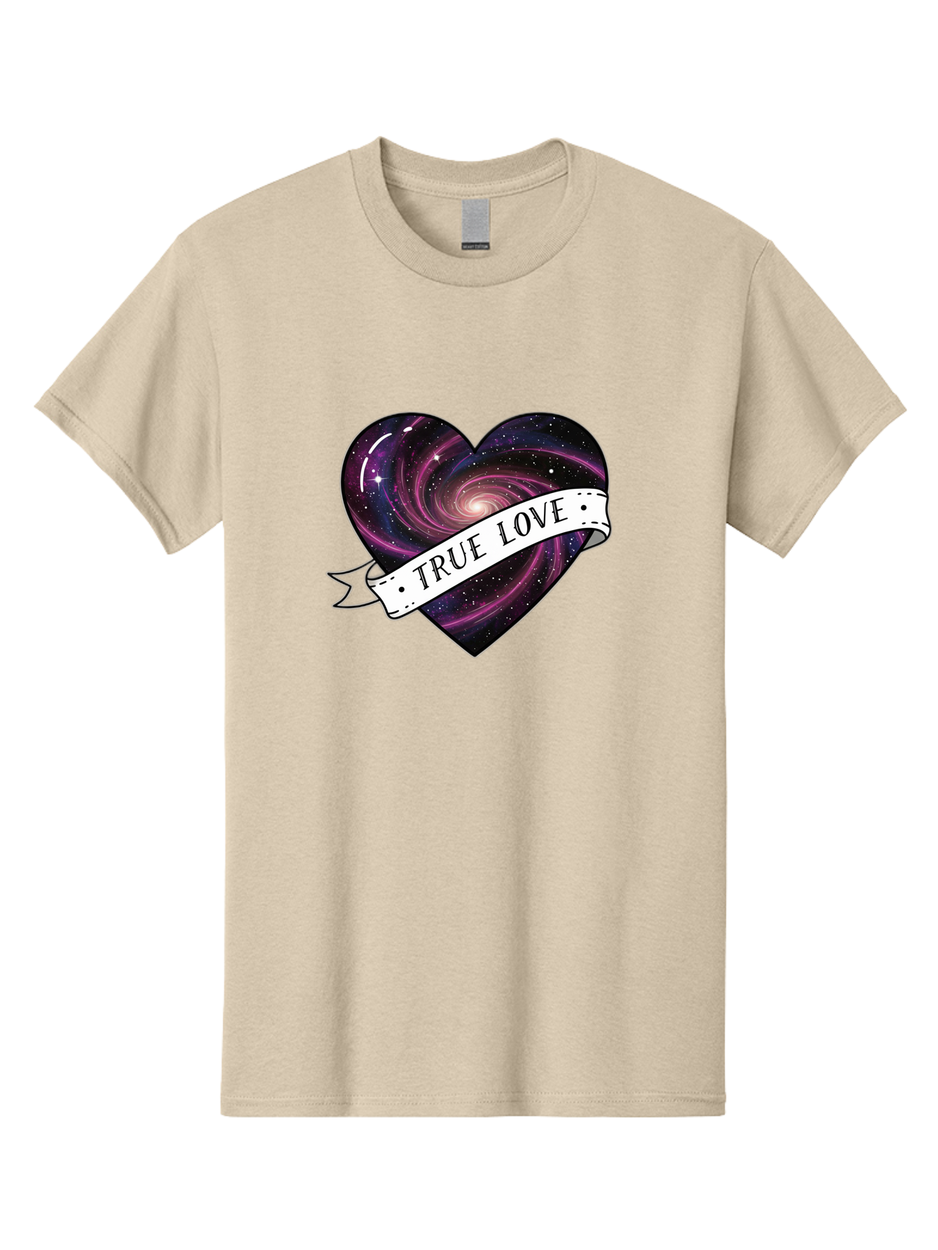 True-Love-7 Men'S Graphic Tee, 100% Cotton, Comfortable Casual Summer Wear, Machine Washable, Galaxy Heart, Cosmic Love, Purple Galaxy, Heart Shape, Stars And Planets, Romantic Symbol, True Love, Space-Inspired Art, Celestial Design, Bae316 1