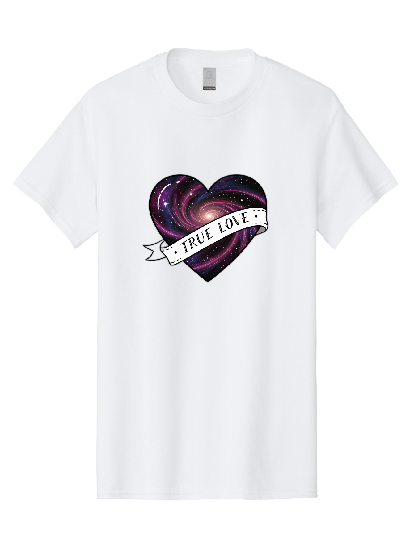 True-Love-7 Men'S Graphic Tee, 100% Cotton, Comfortable Casual Summer Wear, Machine Washable, Galaxy Heart, Cosmic Love, Purple Galaxy, Heart Shape, Stars And Planets, Romantic Symbol, True Love, Space-Inspired Art, Celestial Design, Bae316 8