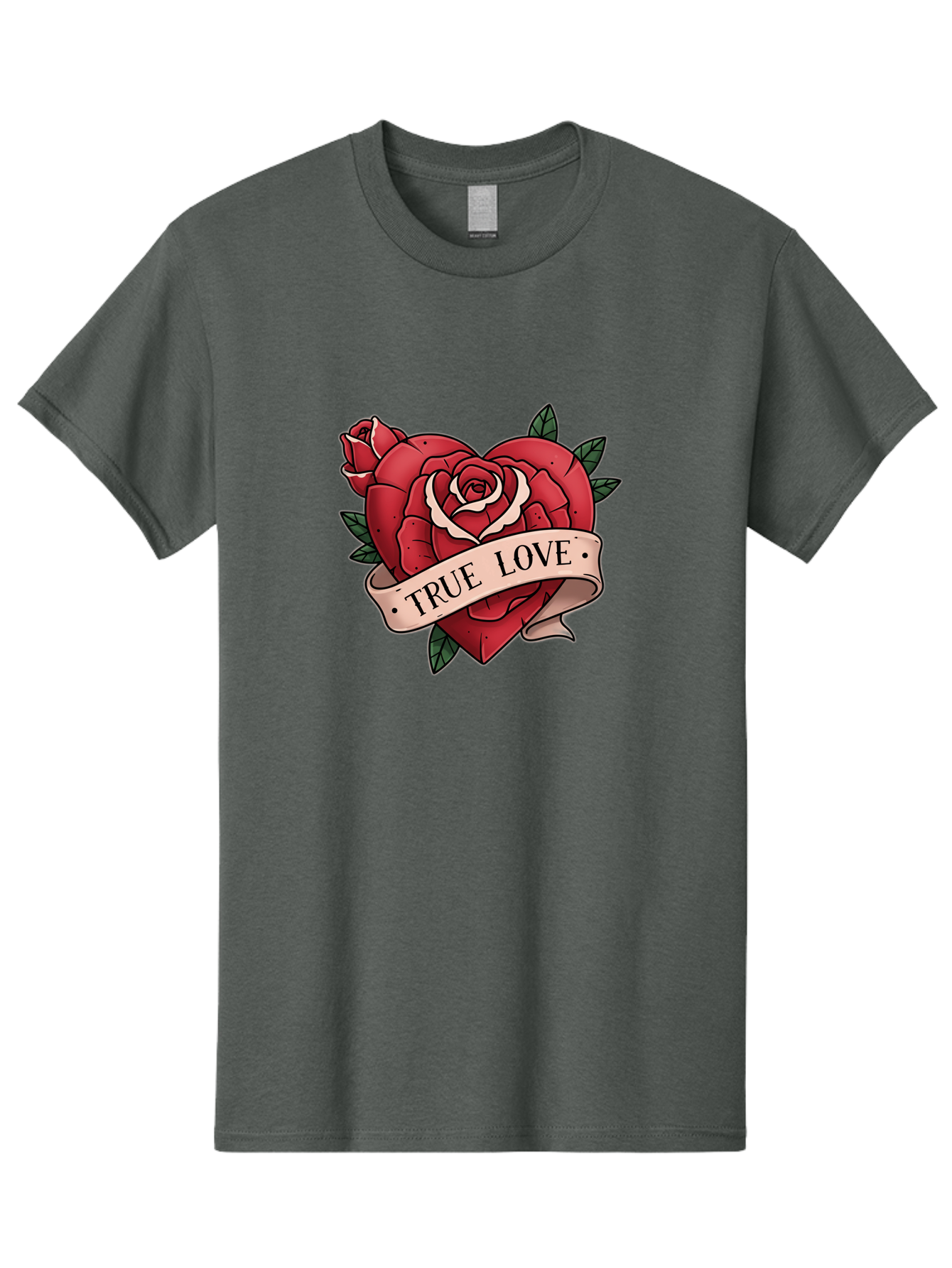 True-Love-9 Men'S Graphic Tee, 100% Cotton, Comfortable Casual Summer Wear, Machine Washable, Red Roses, True Love Banner, Vintage Tattoo Style, Symbolic Love, Classic Romance, Elegant Design, Beautiful Flowers, Floral Art Bae318 14