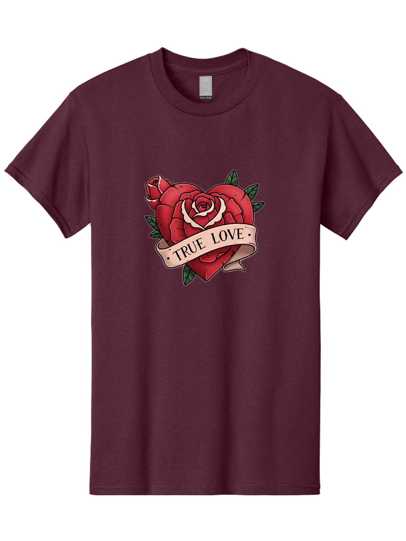 True-Love-9 Men'S Graphic Tee, 100% Cotton, Comfortable Casual Summer Wear, Machine Washable, Red Roses, True Love Banner, Vintage Tattoo Style, Symbolic Love, Classic Romance, Elegant Design, Beautiful Flowers, Floral Art Bae318 7