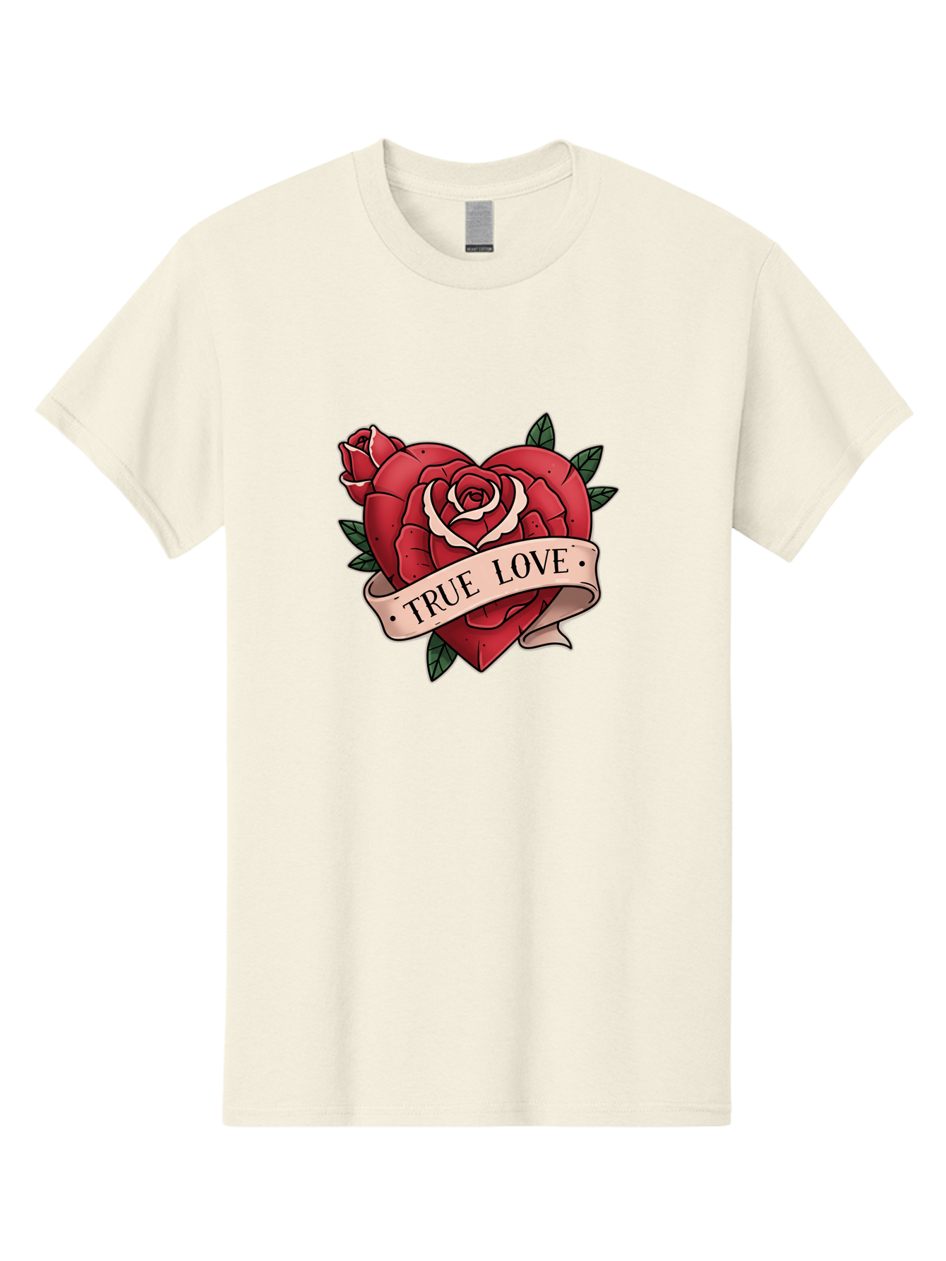 True-Love-9 Men'S Graphic Tee, 100% Cotton, Comfortable Casual Summer Wear, Machine Washable, Red Roses, True Love Banner, Vintage Tattoo Style, Symbolic Love, Classic Romance, Elegant Design, Beautiful Flowers, Floral Art Bae318 4
