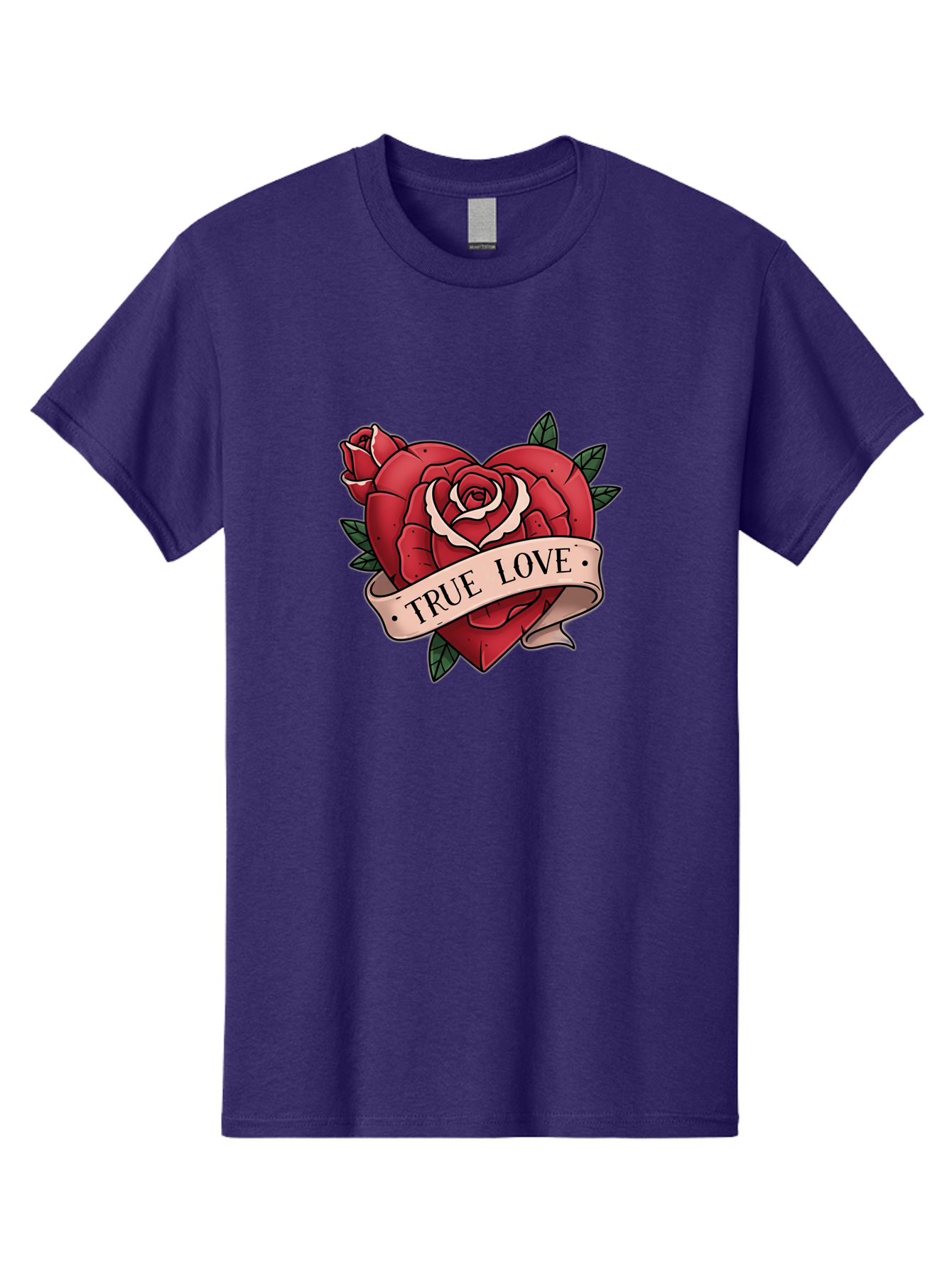 True-Love-9 Men'S Graphic Tee, 100% Cotton, Comfortable Casual Summer Wear, Machine Washable, Red Roses, True Love Banner, Vintage Tattoo Style, Symbolic Love, Classic Romance, Elegant Design, Beautiful Flowers, Floral Art Bae318 3