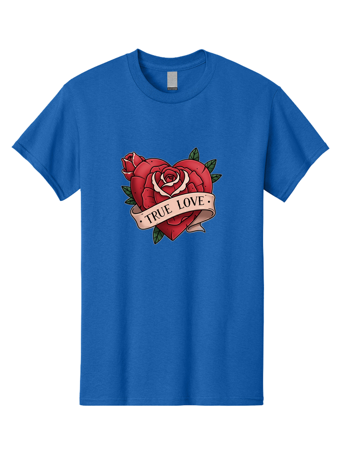 True-Love-9 Men'S Graphic Tee, 100% Cotton, Comfortable Casual Summer Wear, Machine Washable, Red Roses, True Love Banner, Vintage Tattoo Style, Symbolic Love, Classic Romance, Elegant Design, Beautiful Flowers, Floral Art Bae318 13
