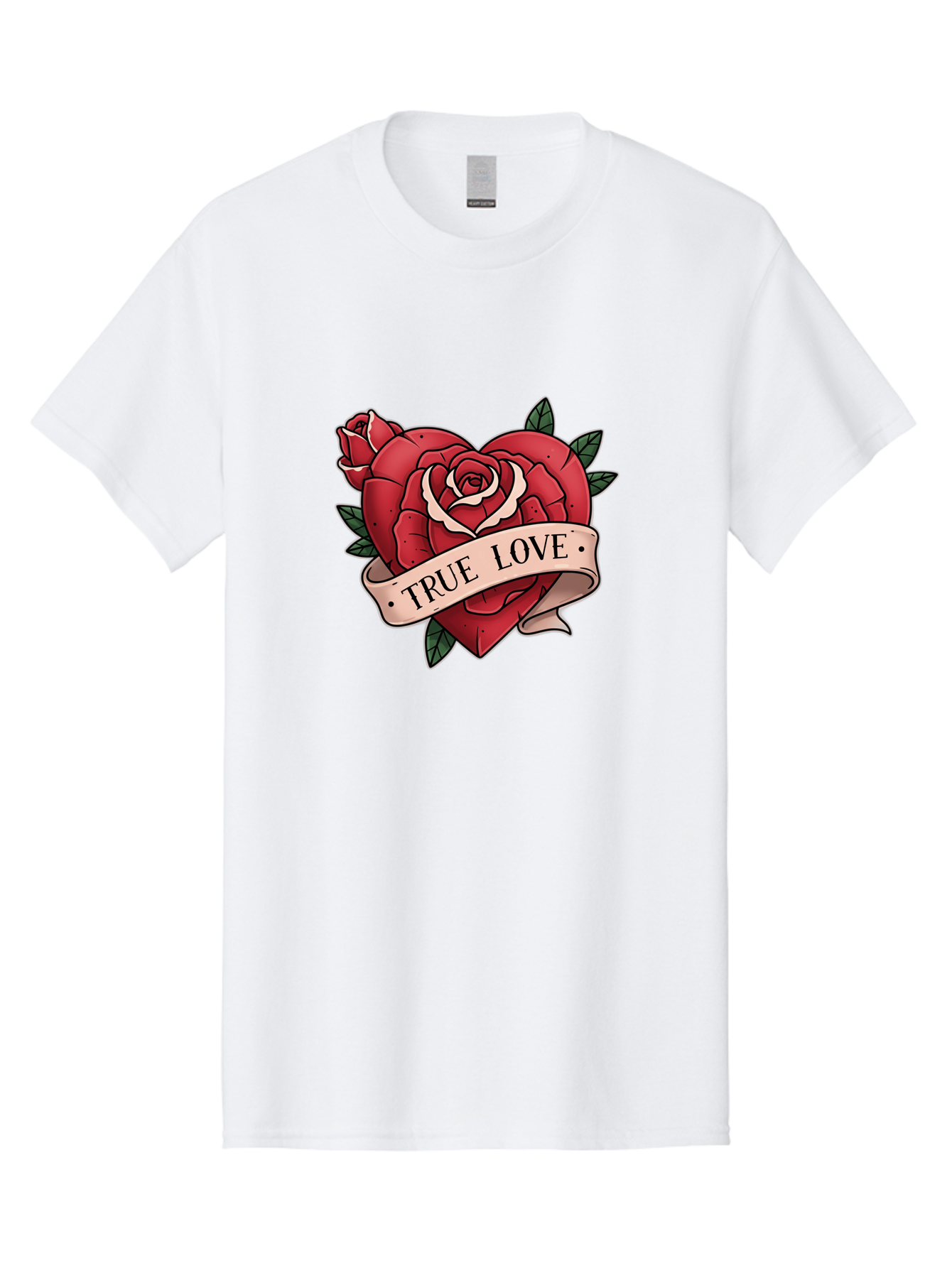 True-Love-9 Men'S Graphic Tee, 100% Cotton, Comfortable Casual Summer Wear, Machine Washable, Red Roses, True Love Banner, Vintage Tattoo Style, Symbolic Love, Classic Romance, Elegant Design, Beautiful Flowers, Floral Art Bae318 6