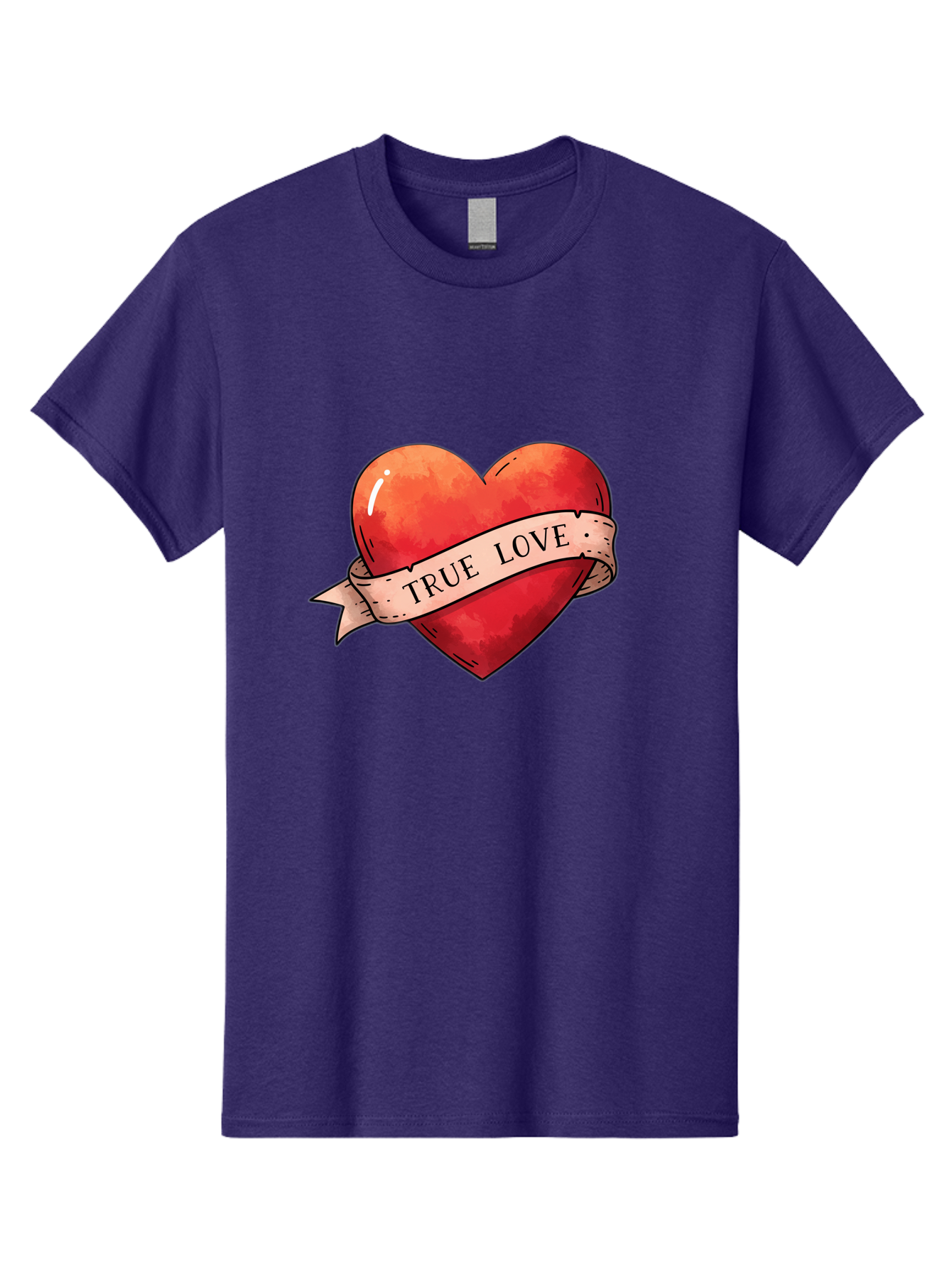 True-Love-Heart Men'S Graphic Tee, 100% Cotton, Comfortable Casual Summer Wear, Machine Washable, Red Heart, True Love, Tattoo Style, Ribbon Banner, Valentines Day Symbol, Love Heart, Classic Tattoo Design, Symbolic Heart Bae320 11