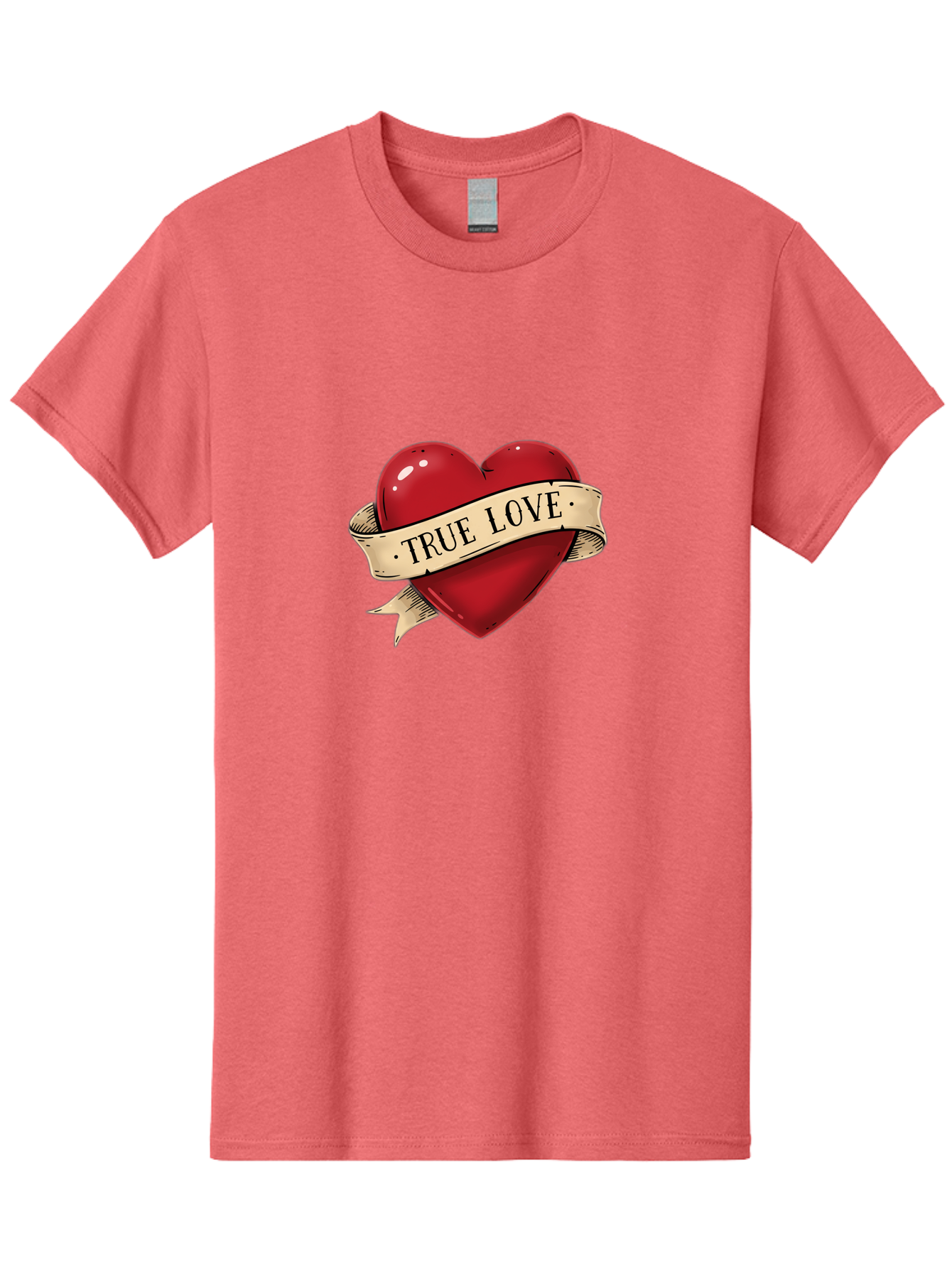 True-Love Men'S Graphic Tee, 100% Cotton, Comfortable Casual Summer Wear, Machine Washable, Red Heart, True Love, Heart-Shaped, Vintage Banner, Classic Tattoo Art, Red Heart Symbol, Love Emblem, Ribbon Banner, Symbolic Heart Bae321 14