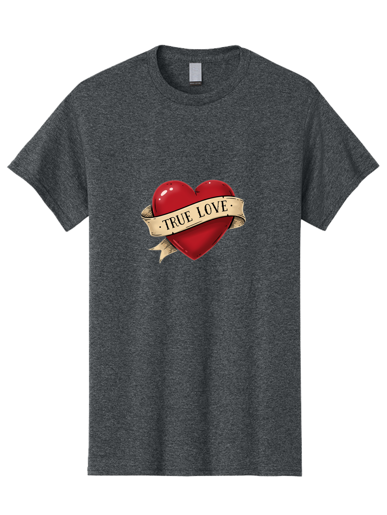 True-Love Men'S Graphic Tee, 100% Cotton, Comfortable Casual Summer Wear, Machine Washable, Red Heart, True Love, Heart-Shaped, Vintage Banner, Classic Tattoo Art, Red Heart Symbol, Love Emblem, Ribbon Banner, Symbolic Heart Bae321 15