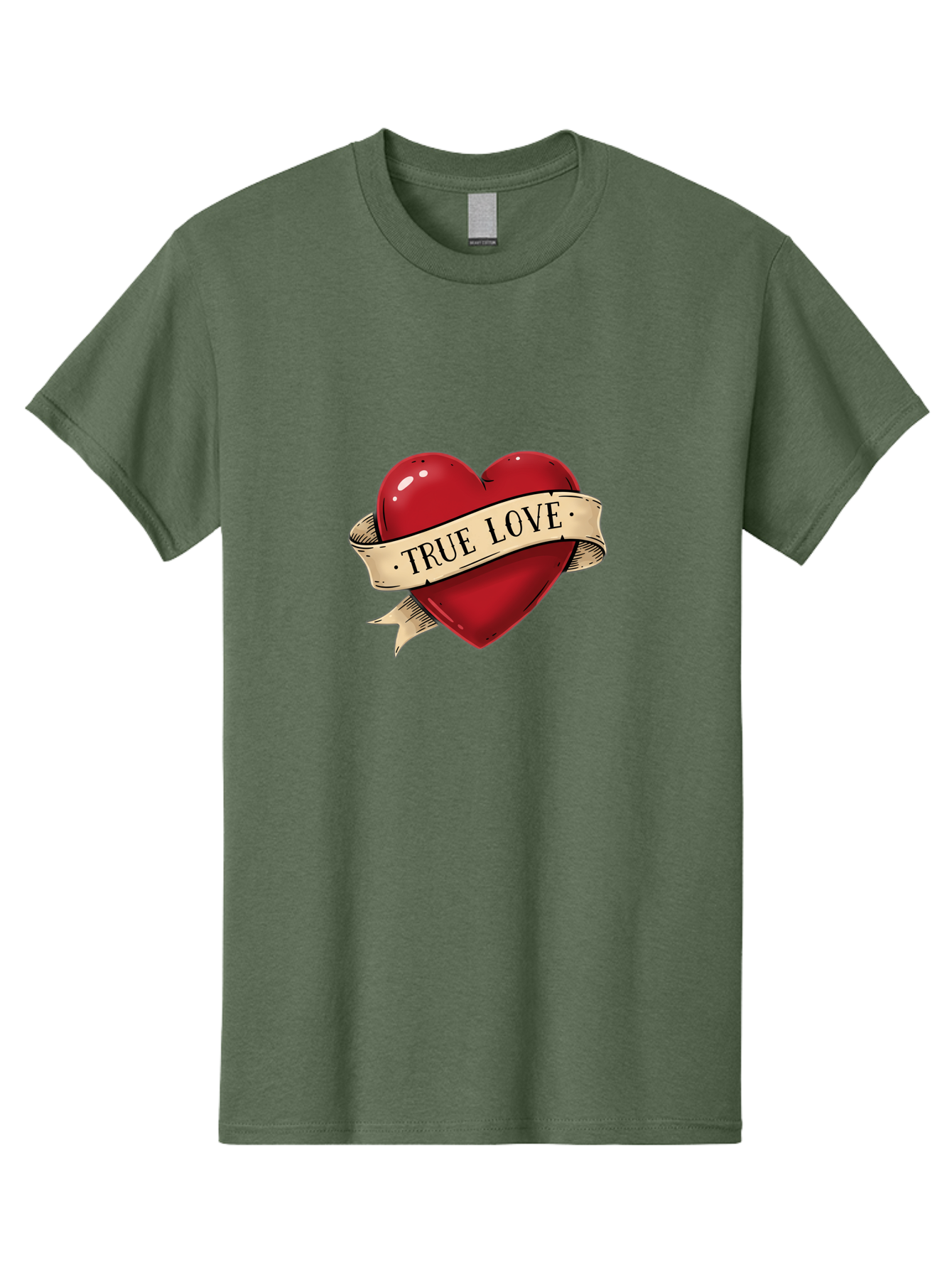 True-Love Men'S Graphic Tee, 100% Cotton, Comfortable Casual Summer Wear, Machine Washable, Red Heart, True Love, Heart-Shaped, Vintage Banner, Classic Tattoo Art, Red Heart Symbol, Love Emblem, Ribbon Banner, Symbolic Heart Bae321 10