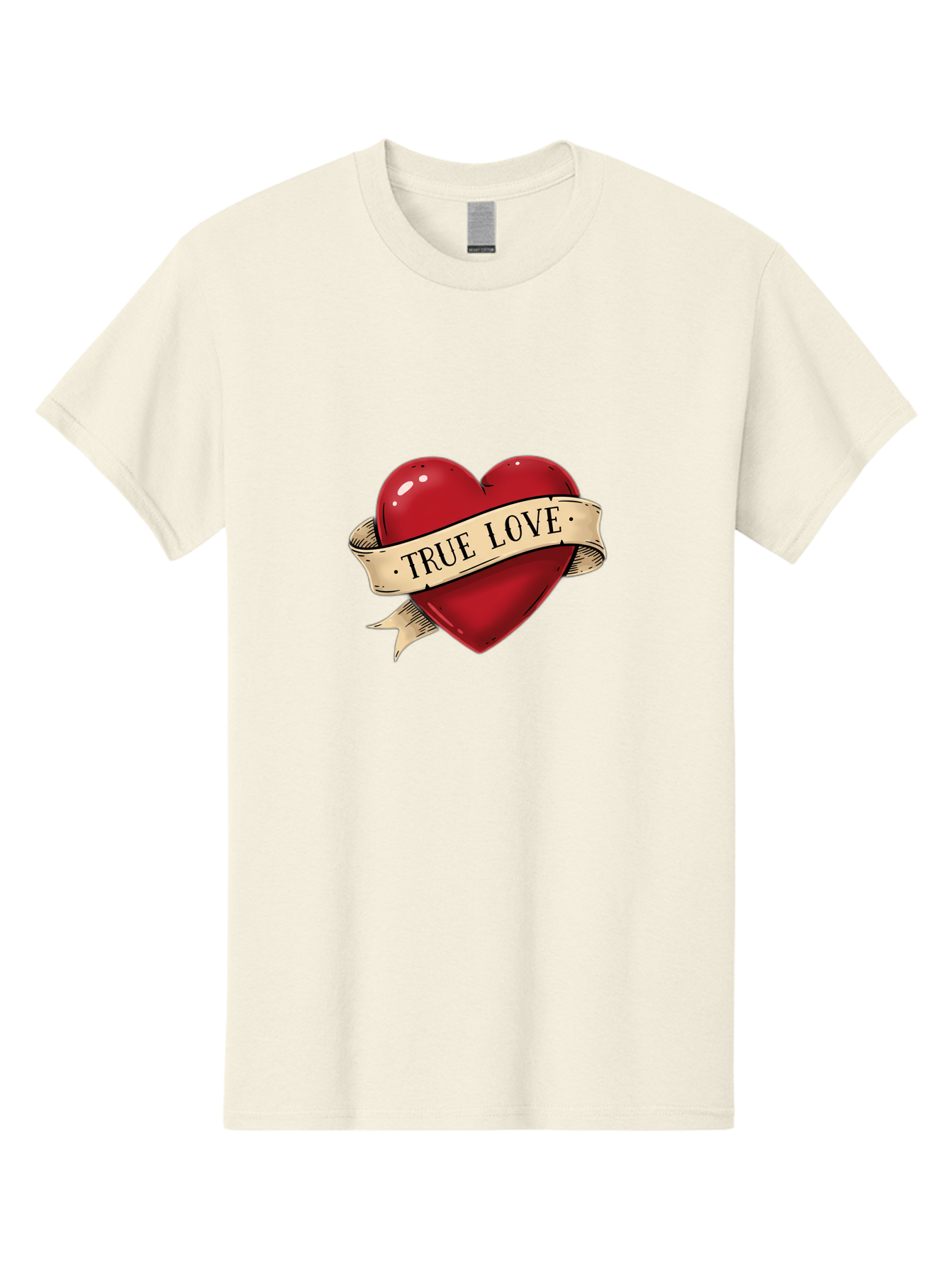 True-Love Men'S Graphic Tee, 100% Cotton, Comfortable Casual Summer Wear, Machine Washable, Red Heart, True Love, Heart-Shaped, Vintage Banner, Classic Tattoo Art, Red Heart Symbol, Love Emblem, Ribbon Banner, Symbolic Heart Bae321 4