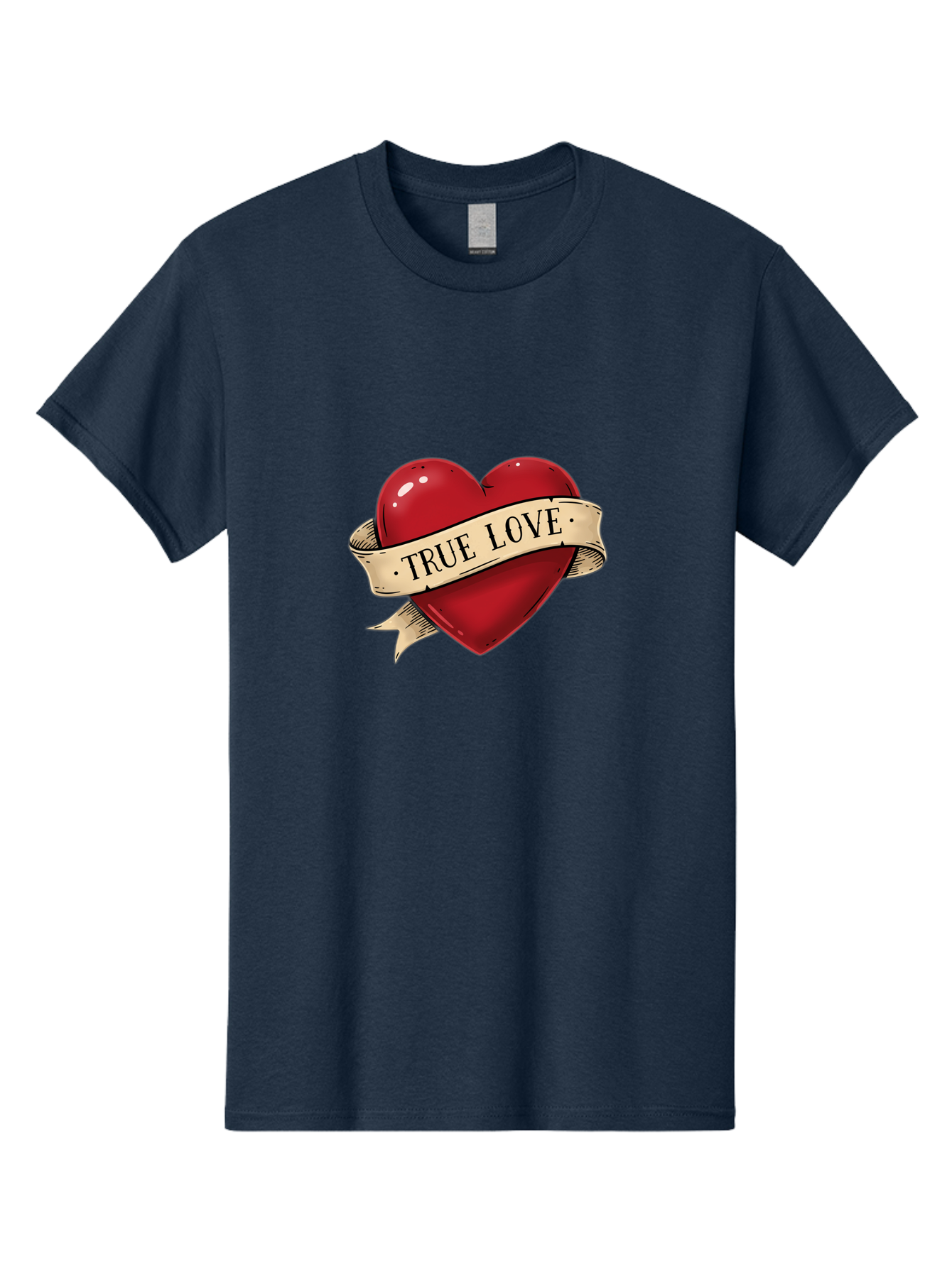 True-Love Men'S Graphic Tee, 100% Cotton, Comfortable Casual Summer Wear, Machine Washable, Red Heart, True Love, Heart-Shaped, Vintage Banner, Classic Tattoo Art, Red Heart Symbol, Love Emblem, Ribbon Banner, Symbolic Heart Bae321 12