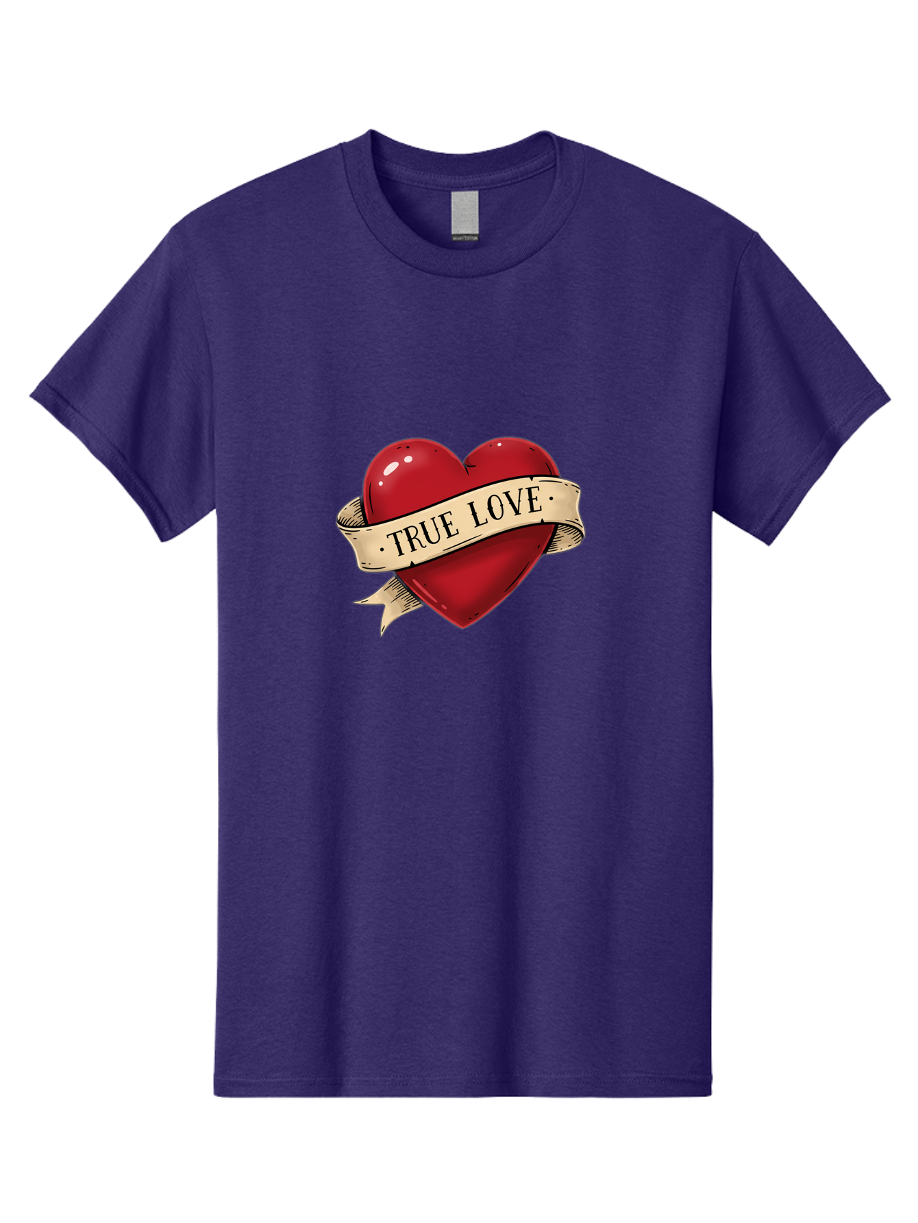 True-Love Men'S Graphic Tee, 100% Cotton, Comfortable Casual Summer Wear, Machine Washable, Red Heart, True Love, Heart-Shaped, Vintage Banner, Classic Tattoo Art, Red Heart Symbol, Love Emblem, Ribbon Banner, Symbolic Heart Bae321 11