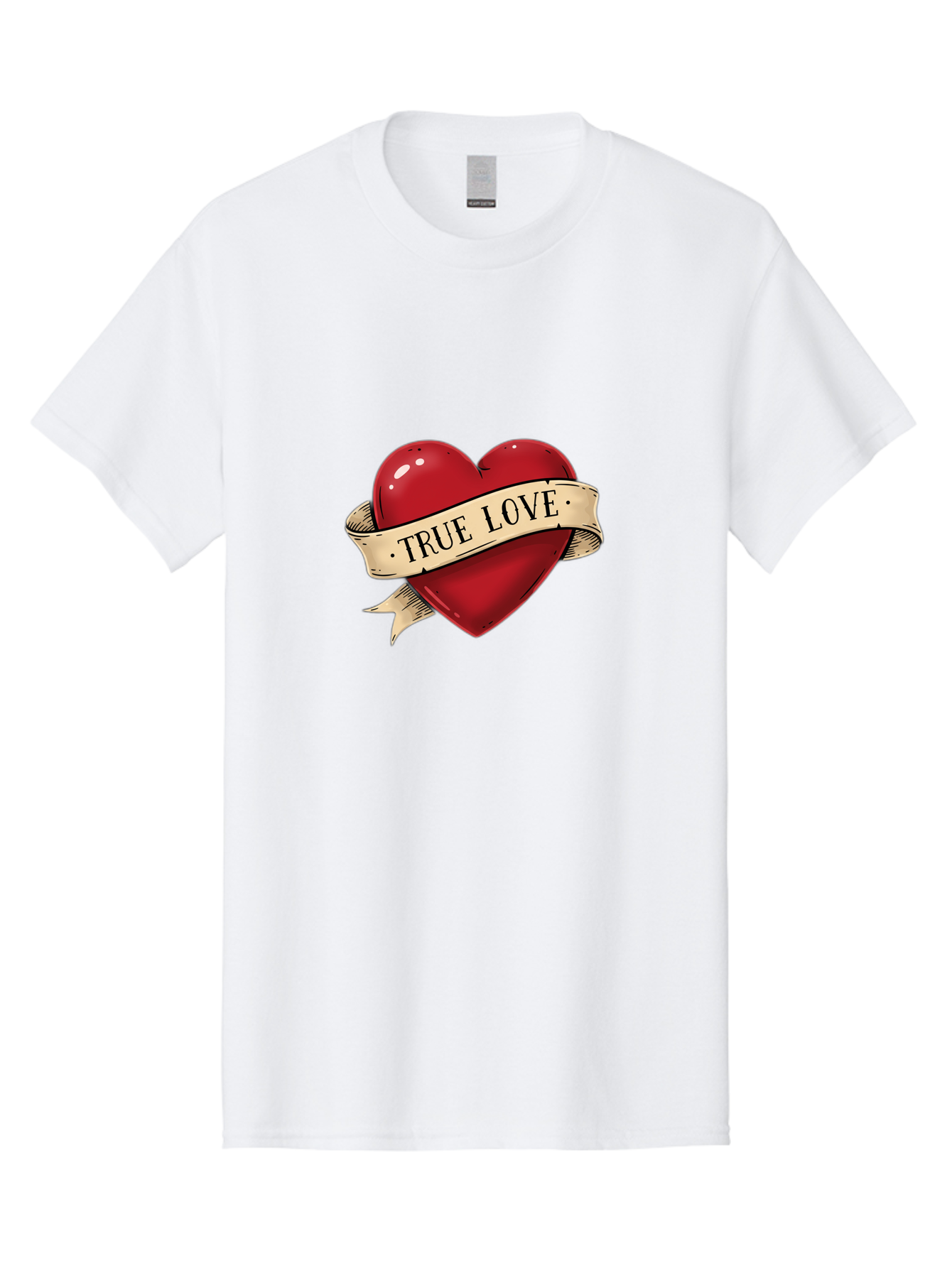 True-Love Men'S Graphic Tee, 100% Cotton, Comfortable Casual Summer Wear, Machine Washable, Red Heart, True Love, Heart-Shaped, Vintage Banner, Classic Tattoo Art, Red Heart Symbol, Love Emblem, Ribbon Banner, Symbolic Heart Bae321 9
