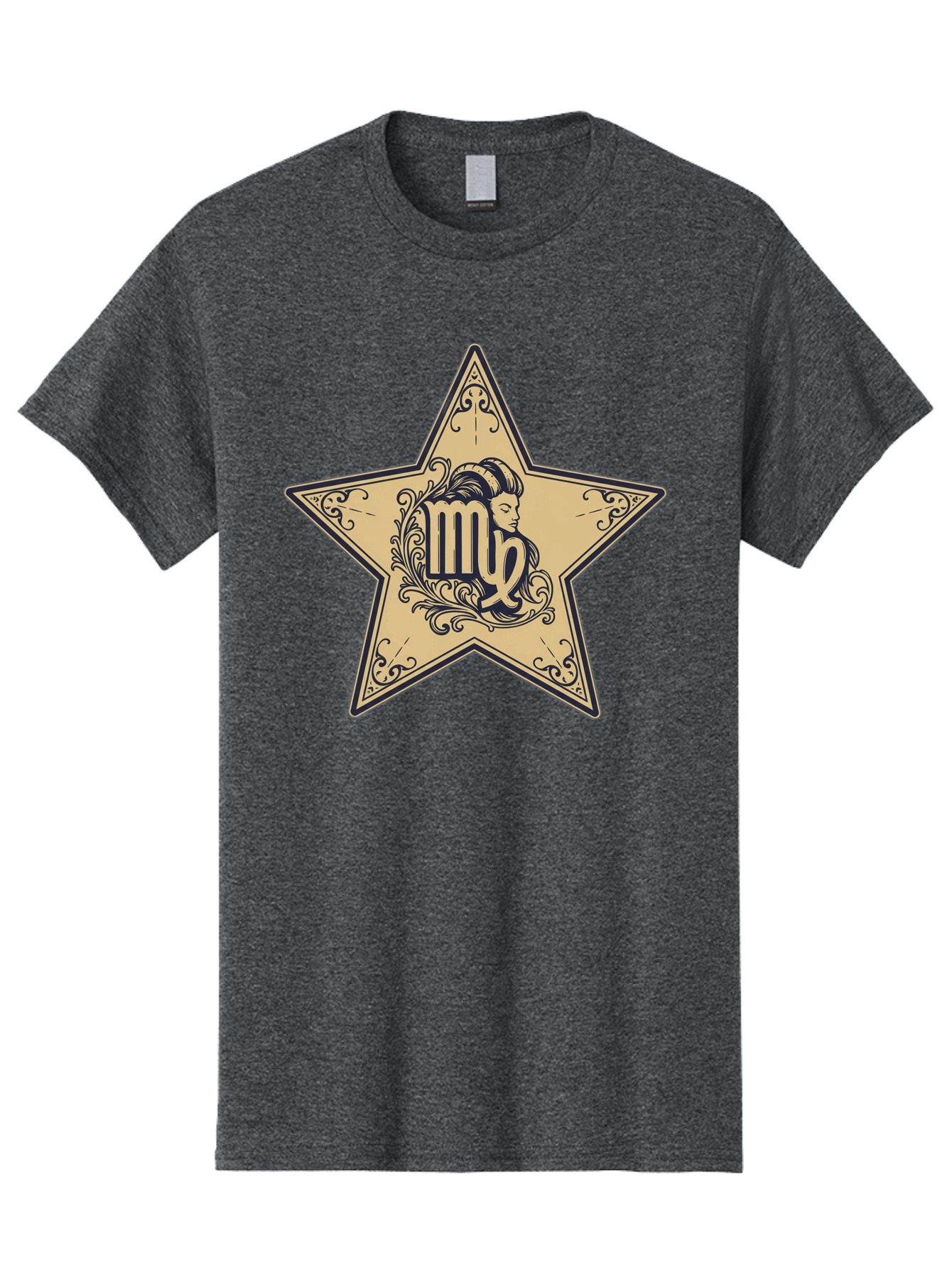 Virgo-Symbol-In-Star Men'S Graphic Tee, 100% Cotton, Comfortable Casual Summer Wear, Machine Washable, Virgo Zodiac Sign, Star Symbol, Astrology, Horoscope, Mystical Signs, Filigree Designs, Ornate Patterns, Feminine Profile Bae324 9