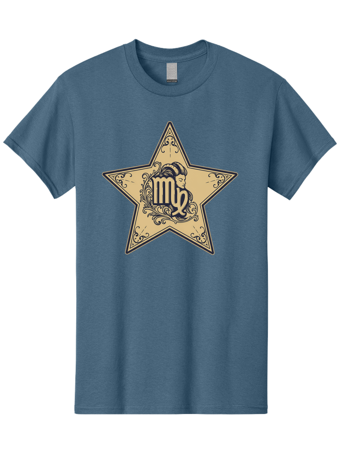 Virgo-Symbol-In-Star Men'S Graphic Tee, 100% Cotton, Comfortable Casual Summer Wear, Machine Washable, Virgo Zodiac Sign, Star Symbol, Astrology, Horoscope, Mystical Signs, Filigree Designs, Ornate Patterns, Feminine Profile Bae324 11
