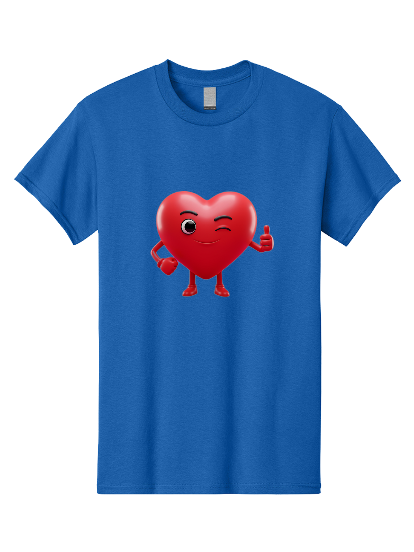Winking-Heart Men'S Graphic Tee, 100% Cotton, Comfortable Casual Summer Wear, Machine Washable, Heart Character, Heart With Face, Love Emoji, Heart Eyes, Heart Thumbs Up, Red Heart Bae328 15