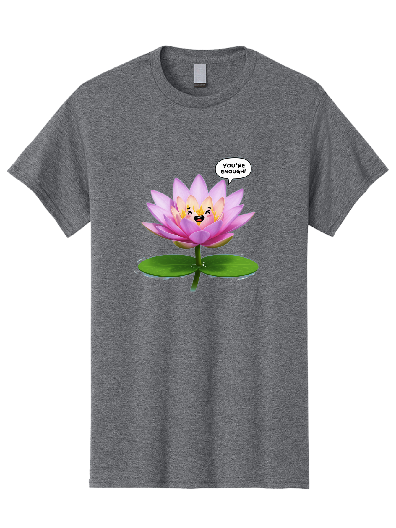 You-Re-Enough-Flower Men'S Graphic Tee, 100% Cotton, Comfortable Casual Summer Wear, Machine Washable, Lotus Flower, Inspirational Quote, Positive Affirmation, Self-Love, Motivational Message, You'Re Enough, Emotional Support, Mental Wellness Bae330 1