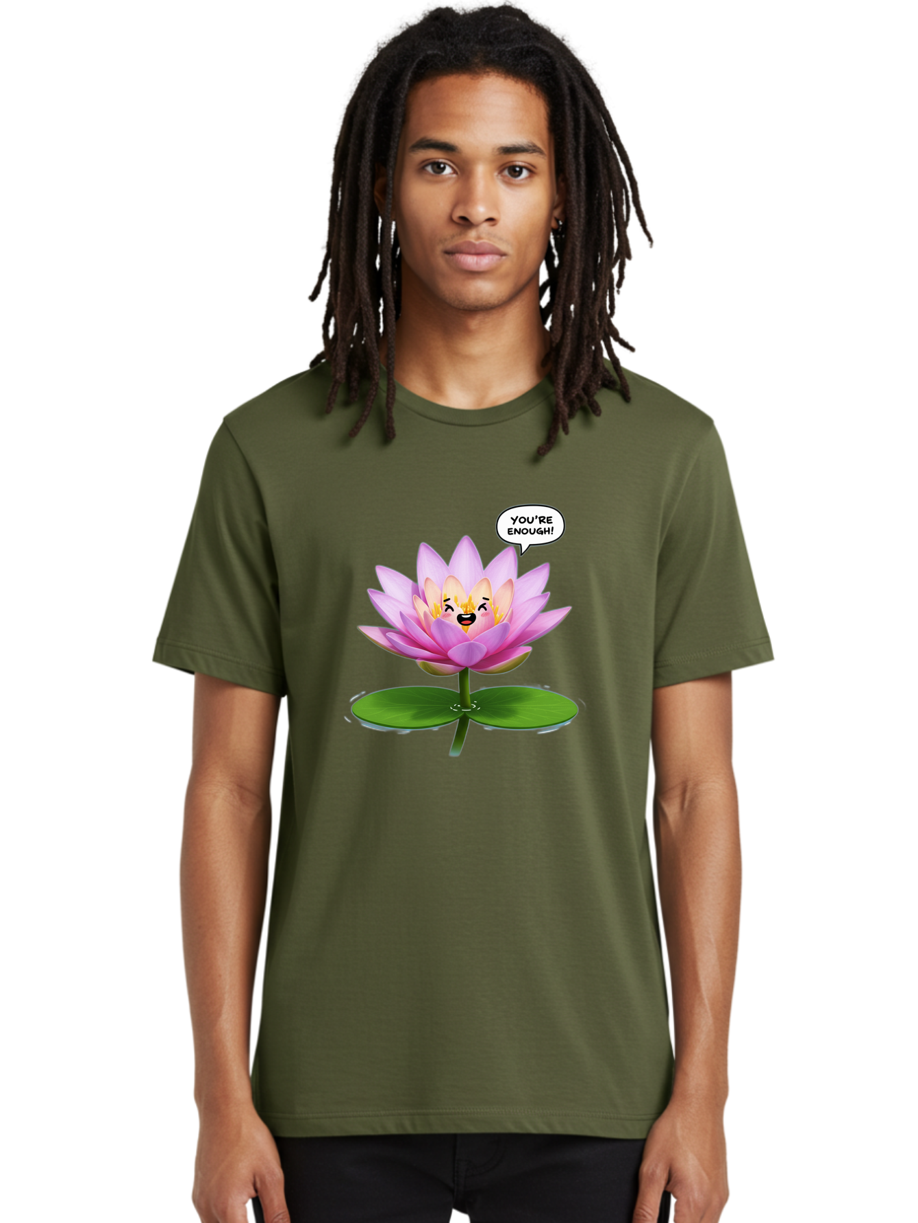 You-Re-Enough-Flower Men'S Graphic Tee, 100% Cotton, Comfortable Casual Summer Wear, Machine Washable, Lotus Flower, Inspirational Quote, Positive Affirmation, Self-Love, Motivational Message, You'Re Enough, Emotional Support, Mental Wellness Bae330 26
