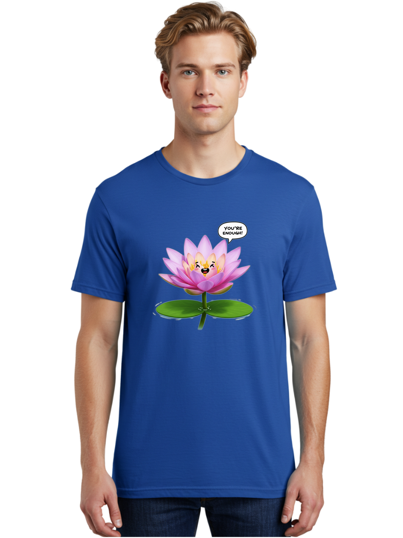 You-Re-Enough-Flower Men'S Graphic Tee, 100% Cotton, Comfortable Casual Summer Wear, Machine Washable, Lotus Flower, Inspirational Quote, Positive Affirmation, Self-Love, Motivational Message, You'Re Enough, Emotional Support, Mental Wellness Bae330 22