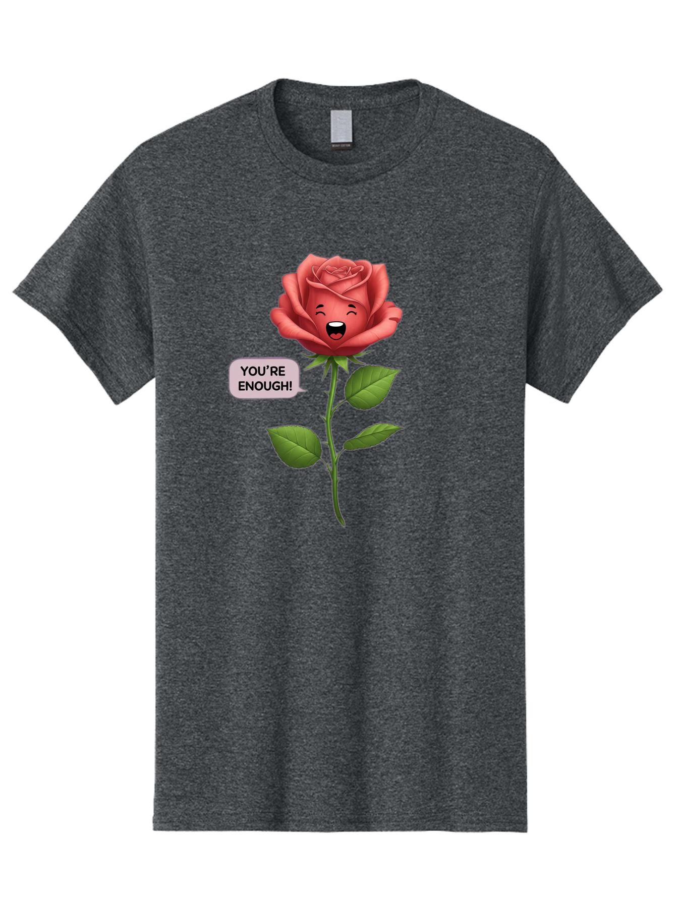 You-Re-Enough-Rose Men'S Graphic Tee, 100% Cotton, Comfortable Casual Summer Wear, Machine Washable, Rose With Face, You'Re Enough! Text, Positive Affirmation, Self-Love, Empowerment, Motivational Quote, Love Yourself, Floral Illustration, Bae332 12