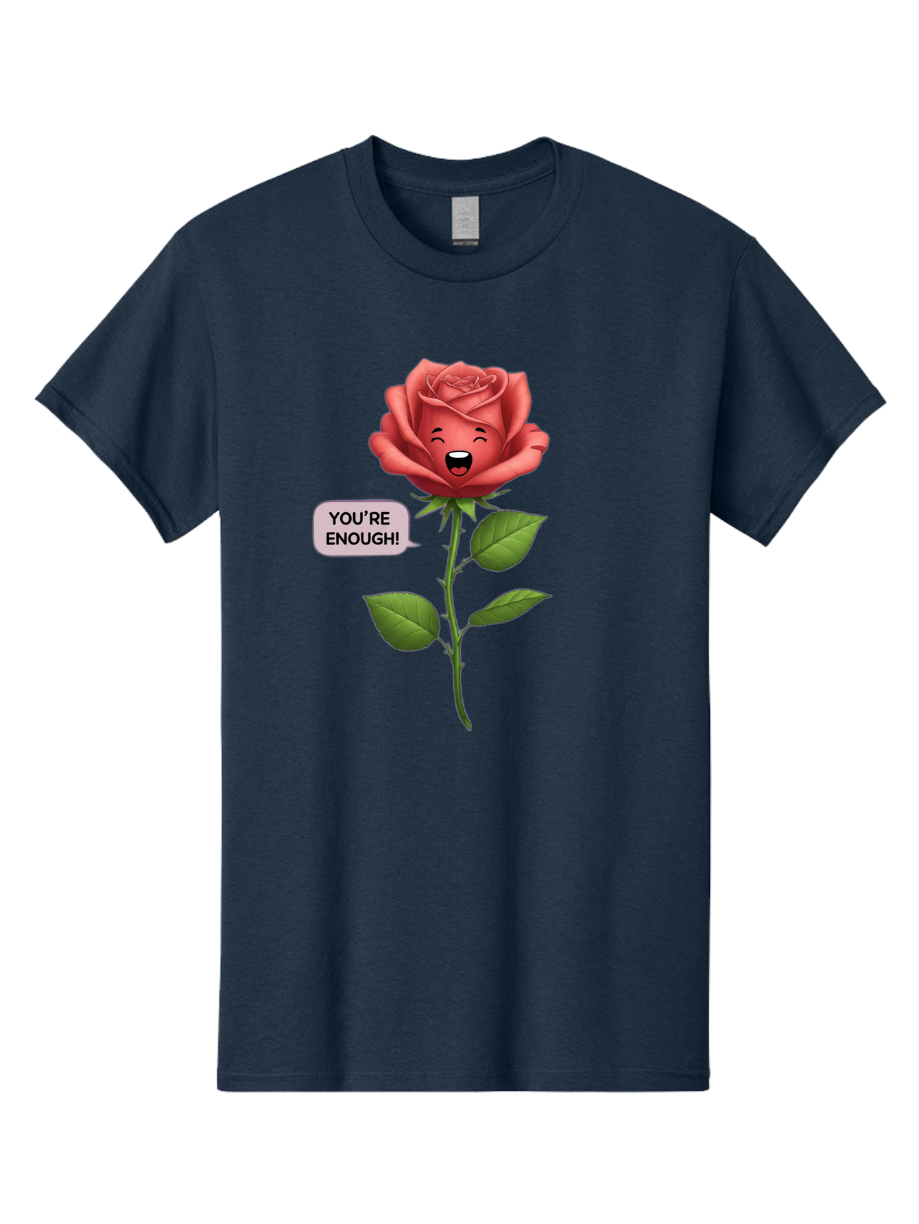 You-Re-Enough-Rose Men'S Graphic Tee, 100% Cotton, Comfortable Casual Summer Wear, Machine Washable, Rose With Face, You'Re Enough! Text, Positive Affirmation, Self-Love, Empowerment, Motivational Quote, Love Yourself, Floral Illustration, Bae332 13