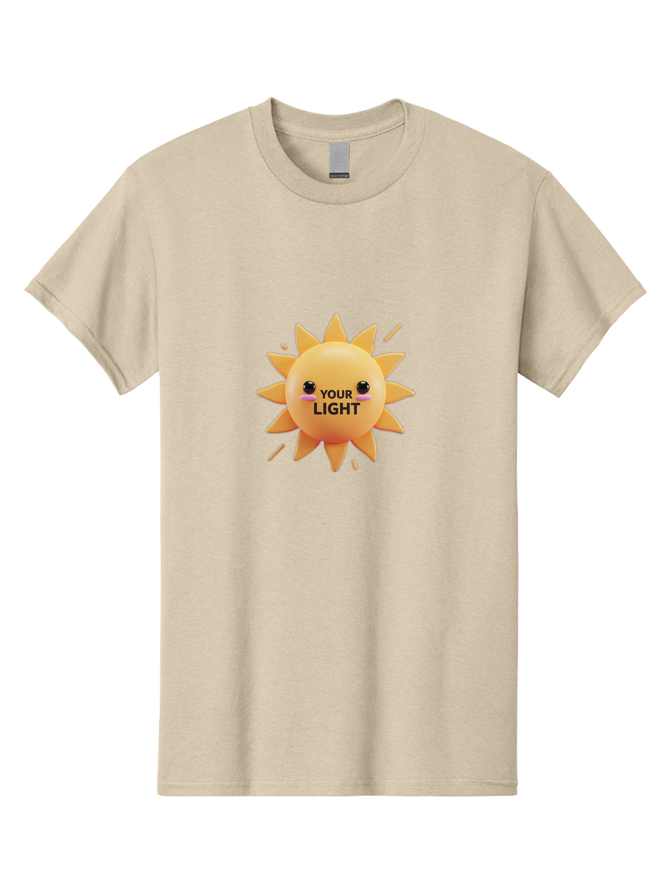 Your-Light-1 Men'S Graphic Tee, 100% Cotton, Comfortable Casual Summer Wear, Machine Washable, Smiling Sun, Positive Vibes, Happy Face, Inspirational Quote, Motivational Message, Inner Light, Warm Personality Bae334 5