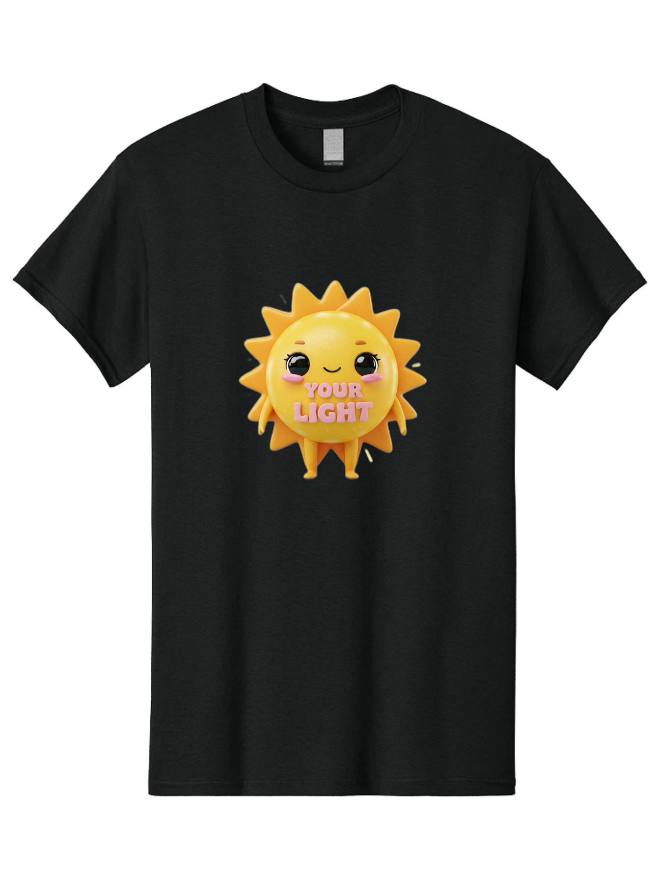 Your-Light Men'S Graphic Tee, 100% Cotton, Comfortable Casual Summer Wear, Machine Washable, Smiling Sun Character, Cute Cartoon Sun, Positive Vibes, Inspirational Quote, Sunshine Illustration, Happy Face, Yellow Sun, Inner Light Bae335 14
