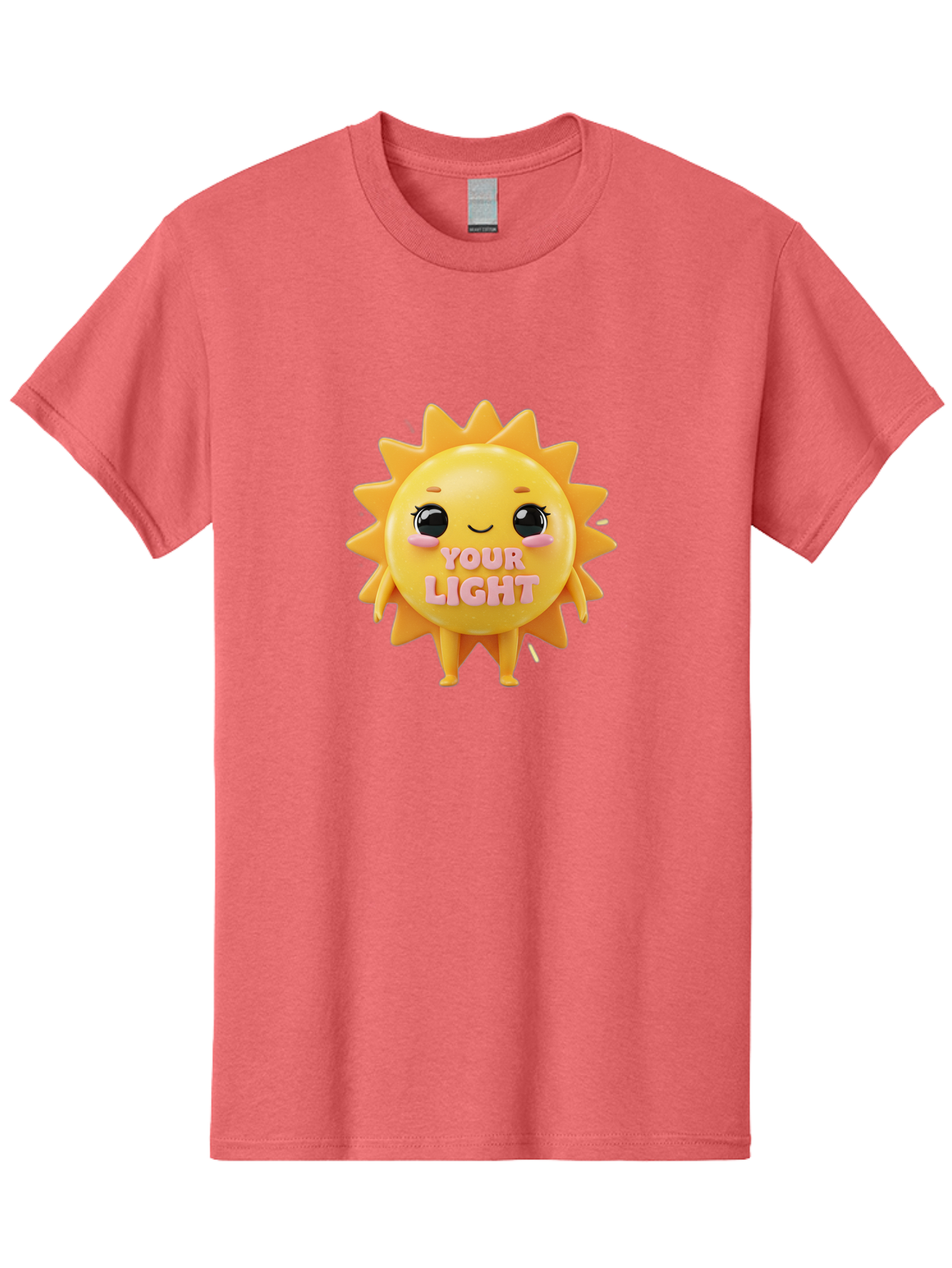 Your-Light Men'S Graphic Tee, 100% Cotton, Comfortable Casual Summer Wear, Machine Washable, Smiling Sun Character, Cute Cartoon Sun, Positive Vibes, Inspirational Quote, Sunshine Illustration, Happy Face, Yellow Sun, Inner Light Bae335 9