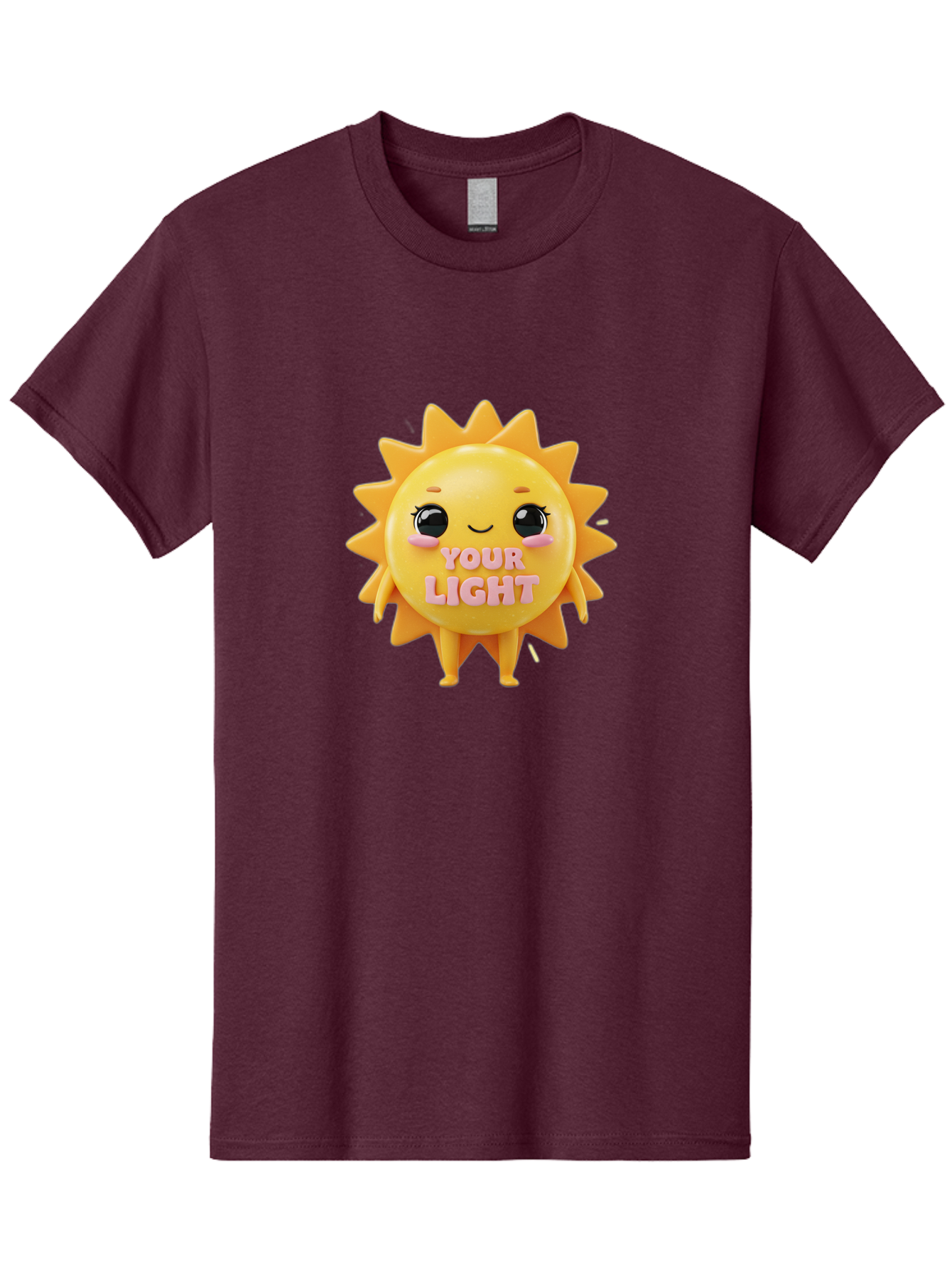 Your-Light Men'S Graphic Tee, 100% Cotton, Comfortable Casual Summer Wear, Machine Washable, Smiling Sun Character, Cute Cartoon Sun, Positive Vibes, Inspirational Quote, Sunshine Illustration, Happy Face, Yellow Sun, Inner Light Bae335 11