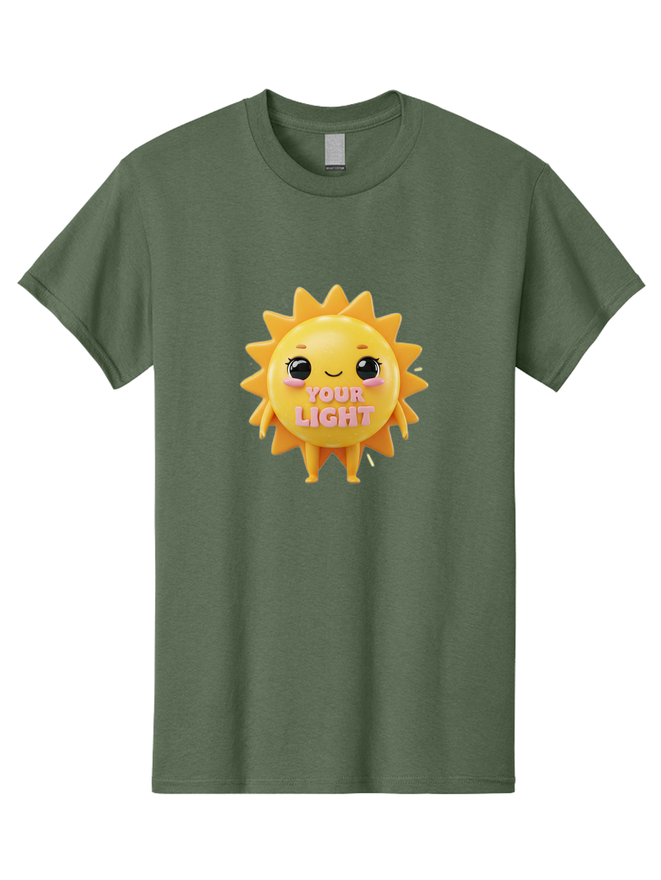 Your-Light Men'S Graphic Tee, 100% Cotton, Comfortable Casual Summer Wear, Machine Washable, Smiling Sun Character, Cute Cartoon Sun, Positive Vibes, Inspirational Quote, Sunshine Illustration, Happy Face, Yellow Sun, Inner Light Bae335 10