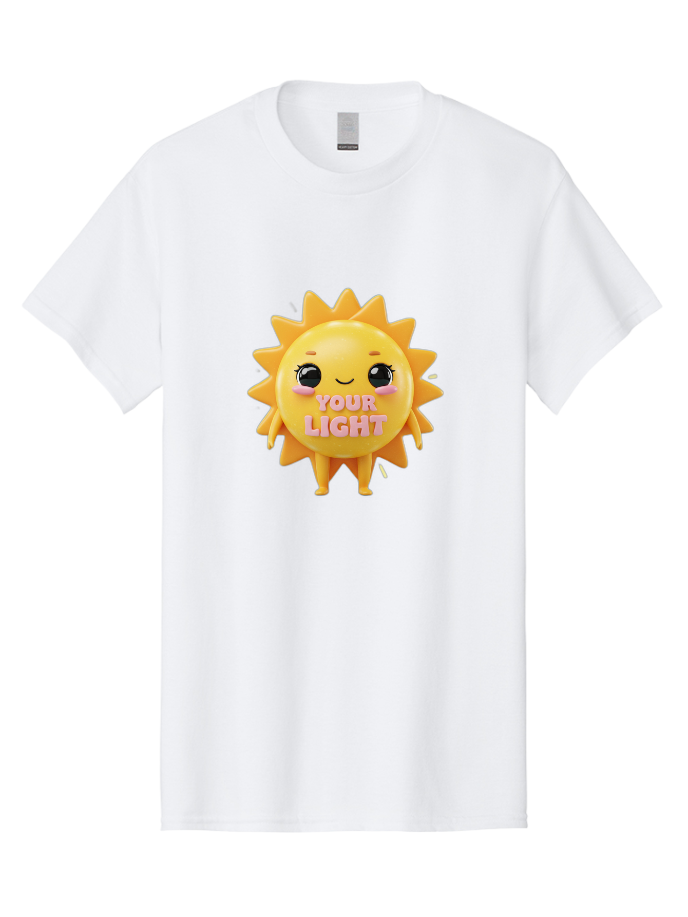 Your-Light Men'S Graphic Tee, 100% Cotton, Comfortable Casual Summer Wear, Machine Washable, Smiling Sun Character, Cute Cartoon Sun, Positive Vibes, Inspirational Quote, Sunshine Illustration, Happy Face, Yellow Sun, Inner Light Bae335 7